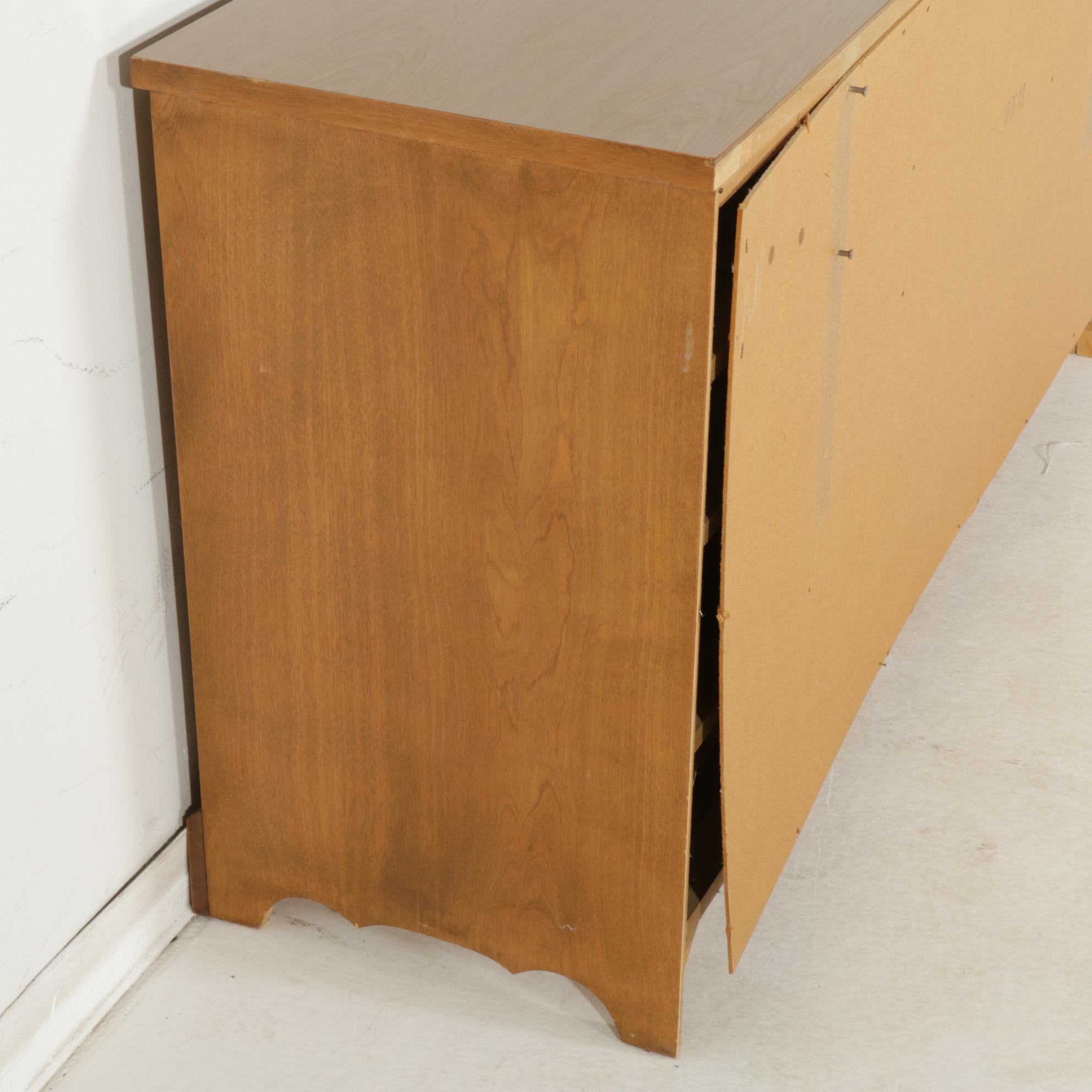 Johnson Carper "Fashion Trend" Pecan Dresser and Mirror, Late 20th Century