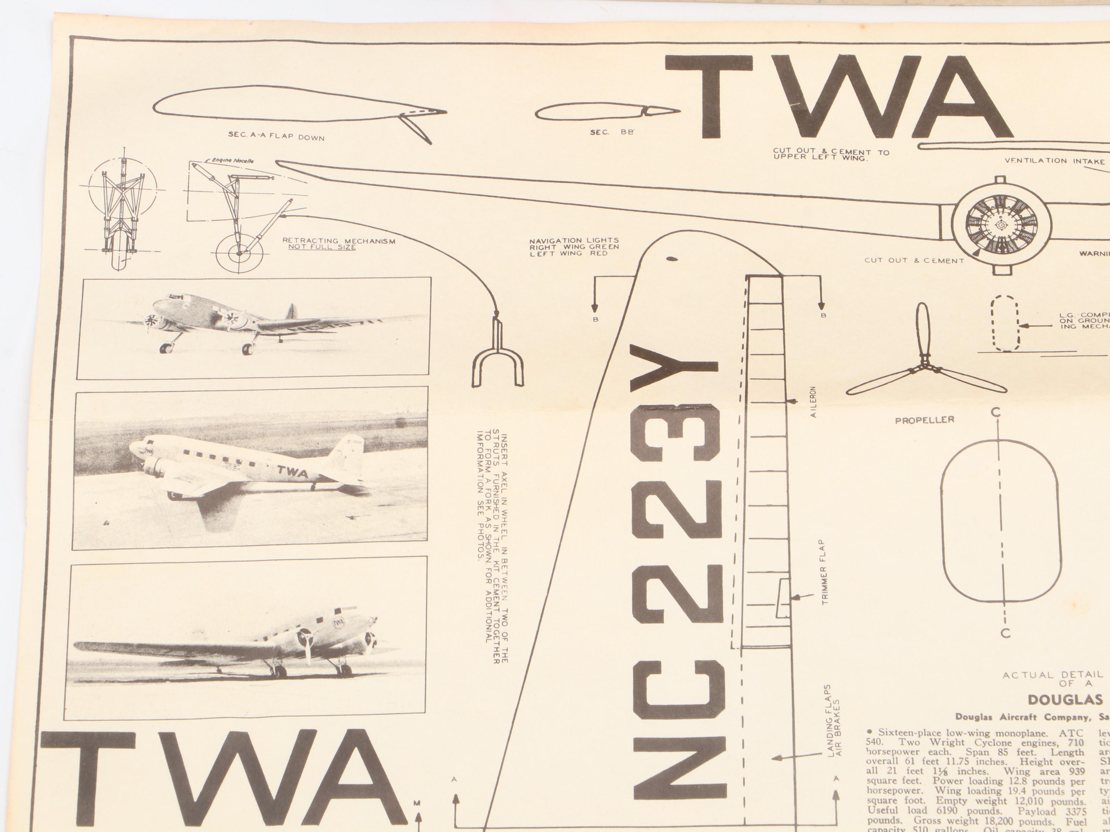 Aircraft "Martin Bomber," "Lockheed Martin" and "Giant Douglas" Model Kits