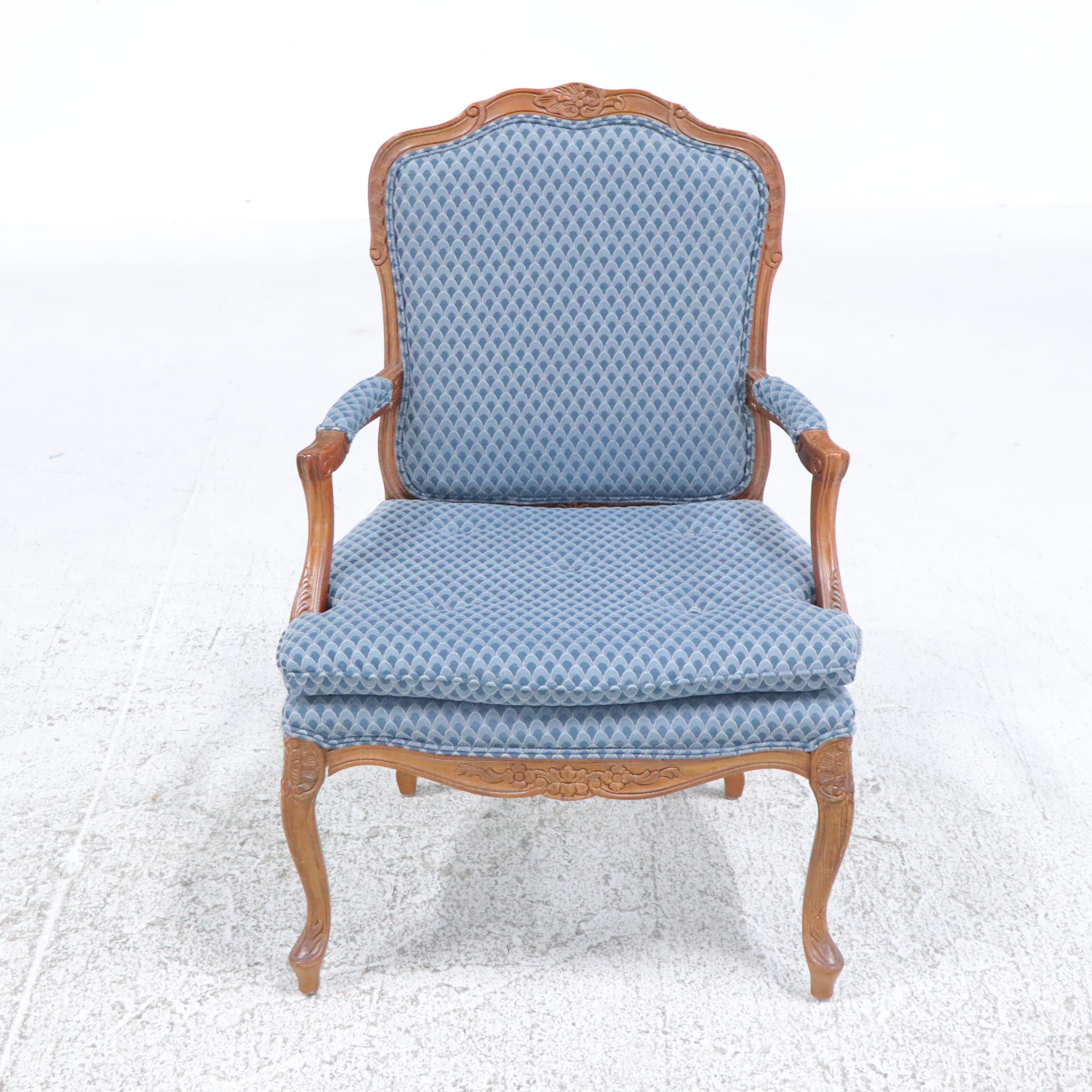 Fairfield French Provincial Style Fauteuil with Hitchcock Stenciled Table