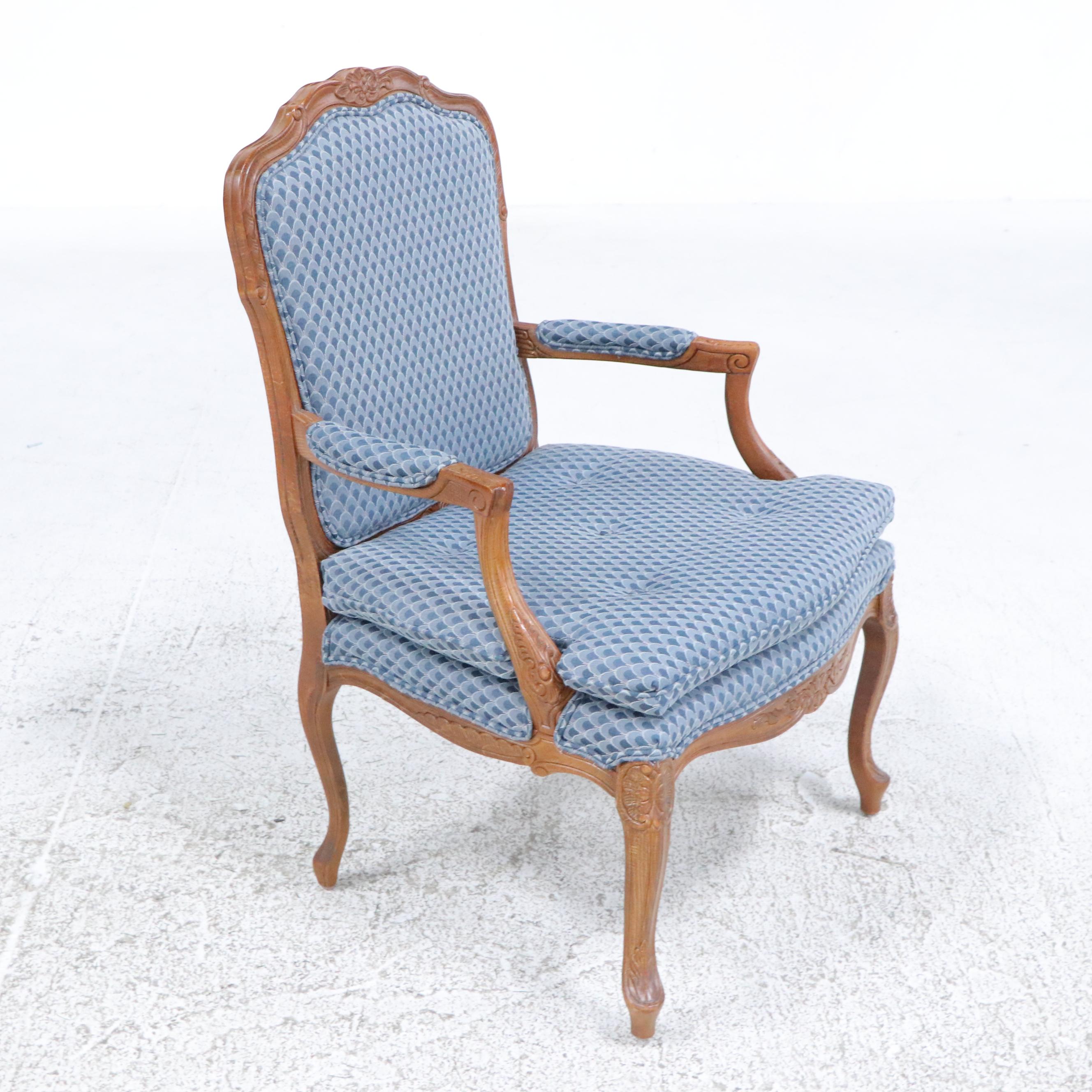 Fairfield French Provincial Style Fauteuil with Hitchcock Stenciled Table