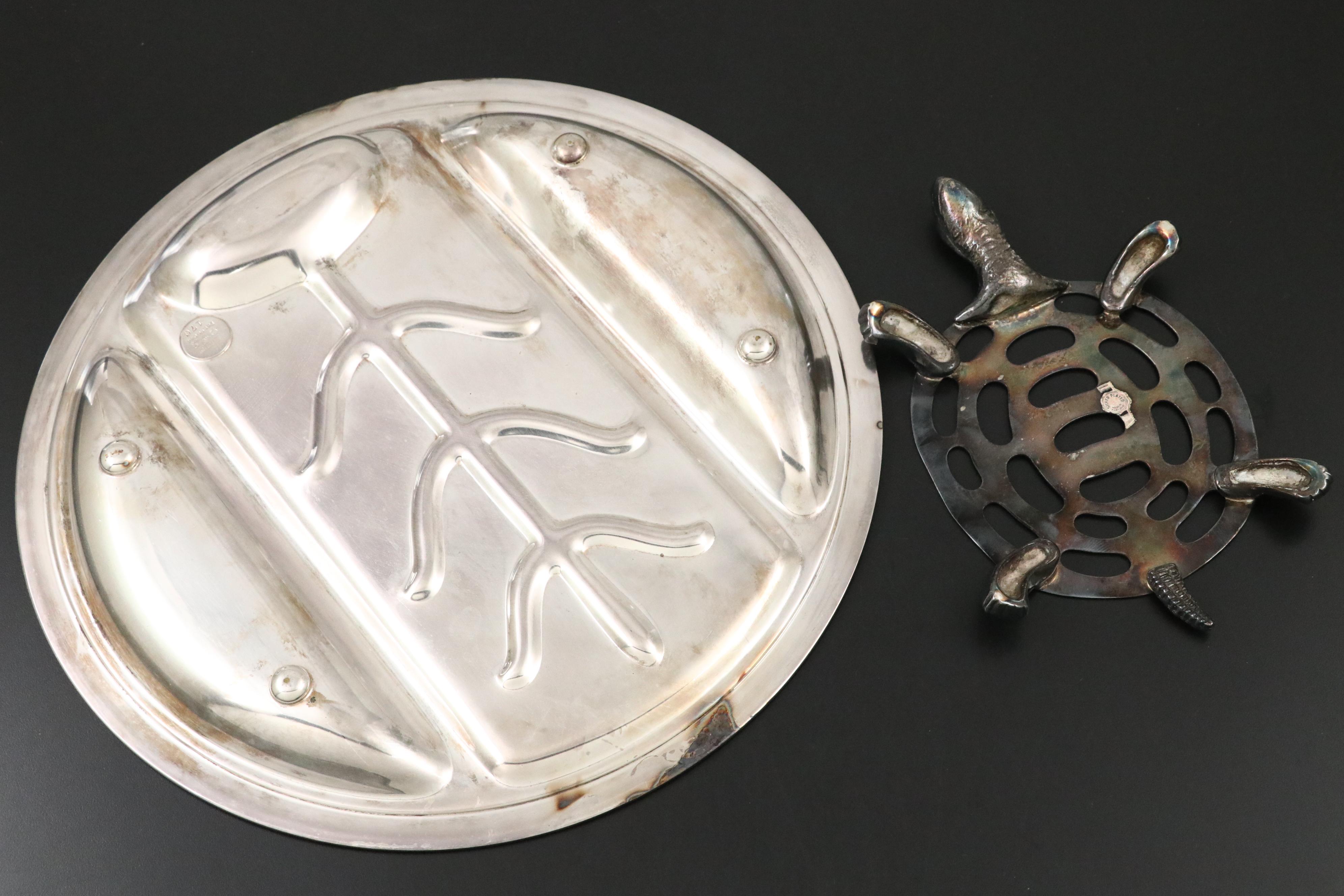 Harford Sterling Co. with Other Silver Plate Chafing Dish and Serving Pieces