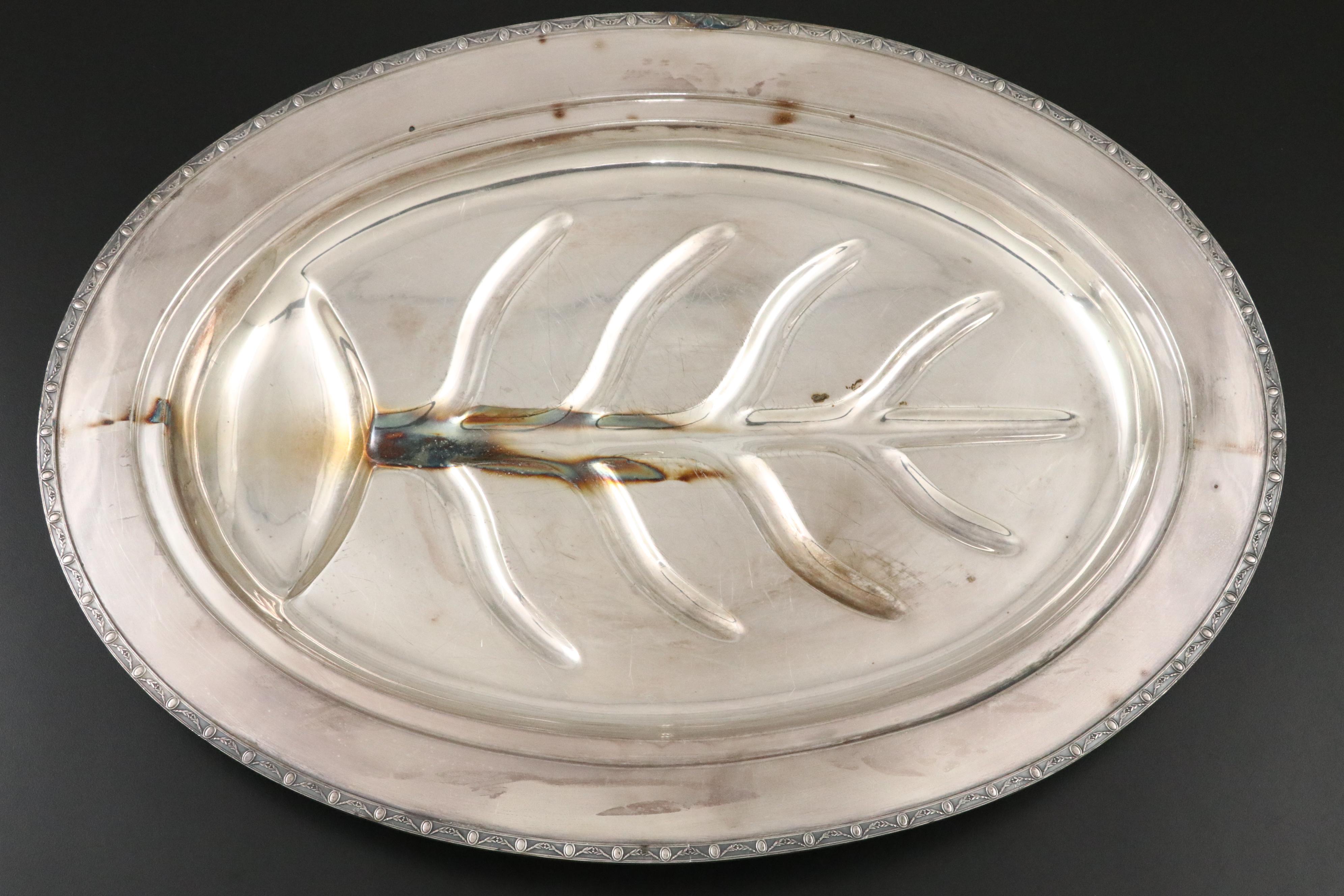 Harford Sterling Co. with Other Silver Plate Chafing Dish and Serving Pieces