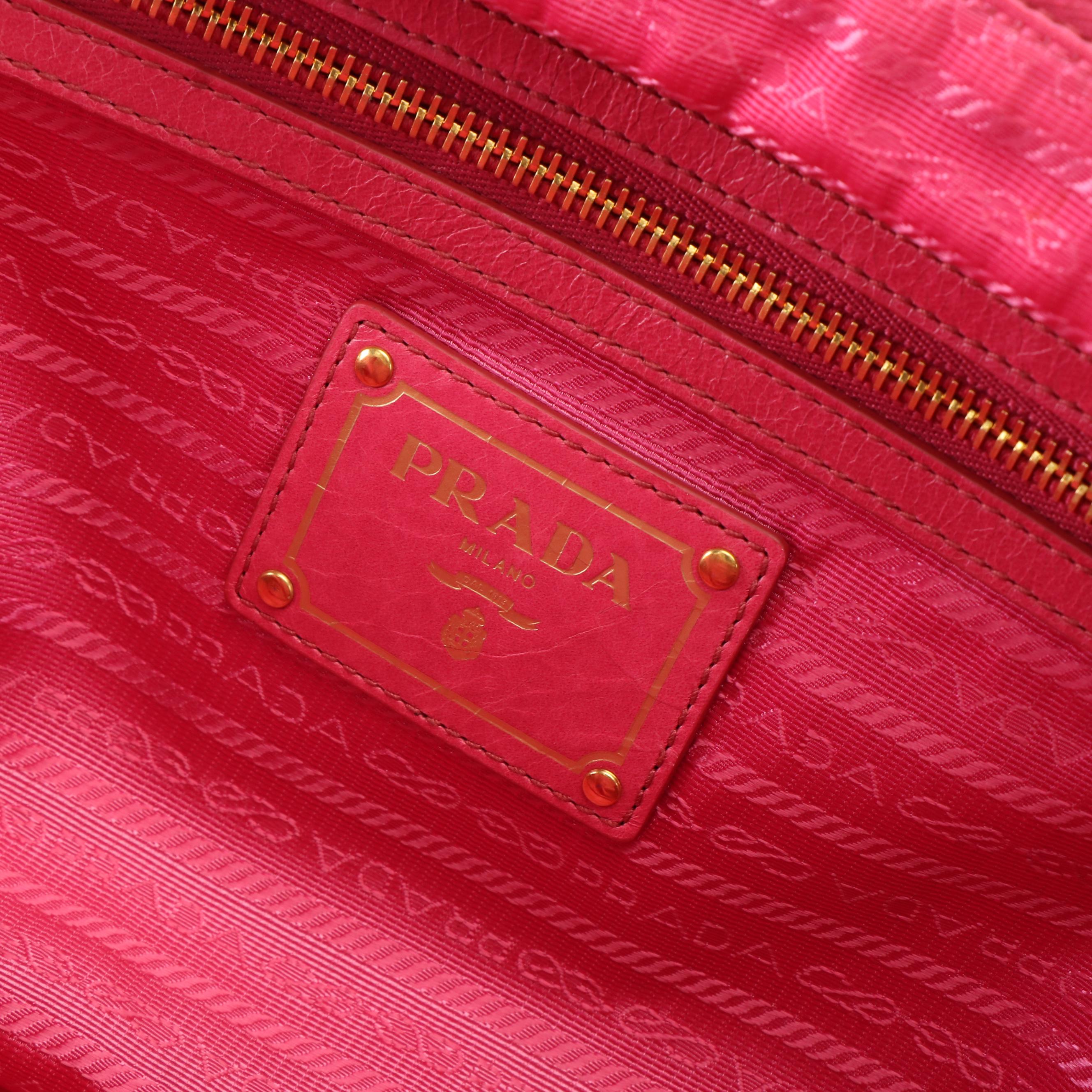 Prada 2Way Tote Bag in Pink Vitello Shine Leather