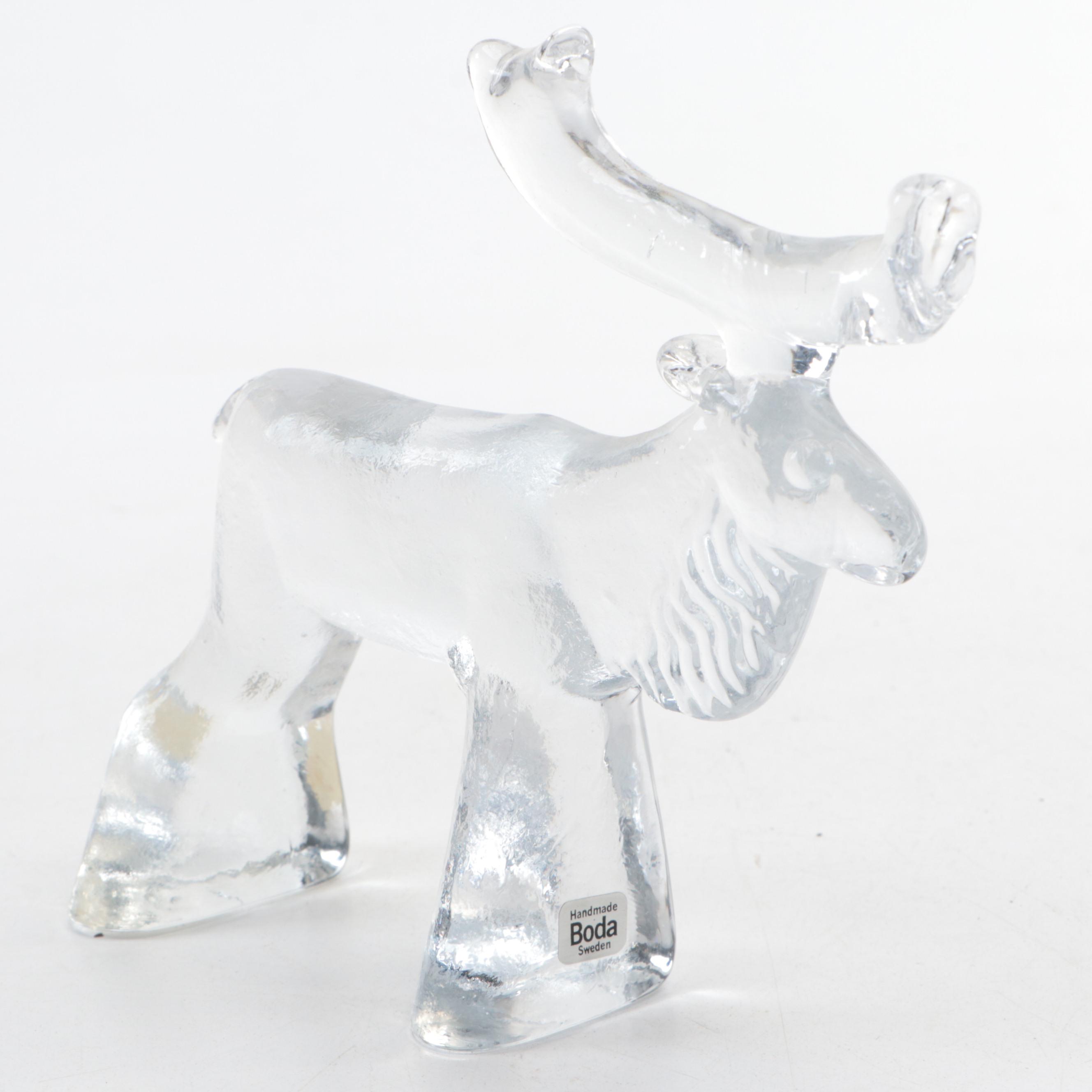 Kosta Boda Moose with Other Glass and Ceramic Animal Figurines