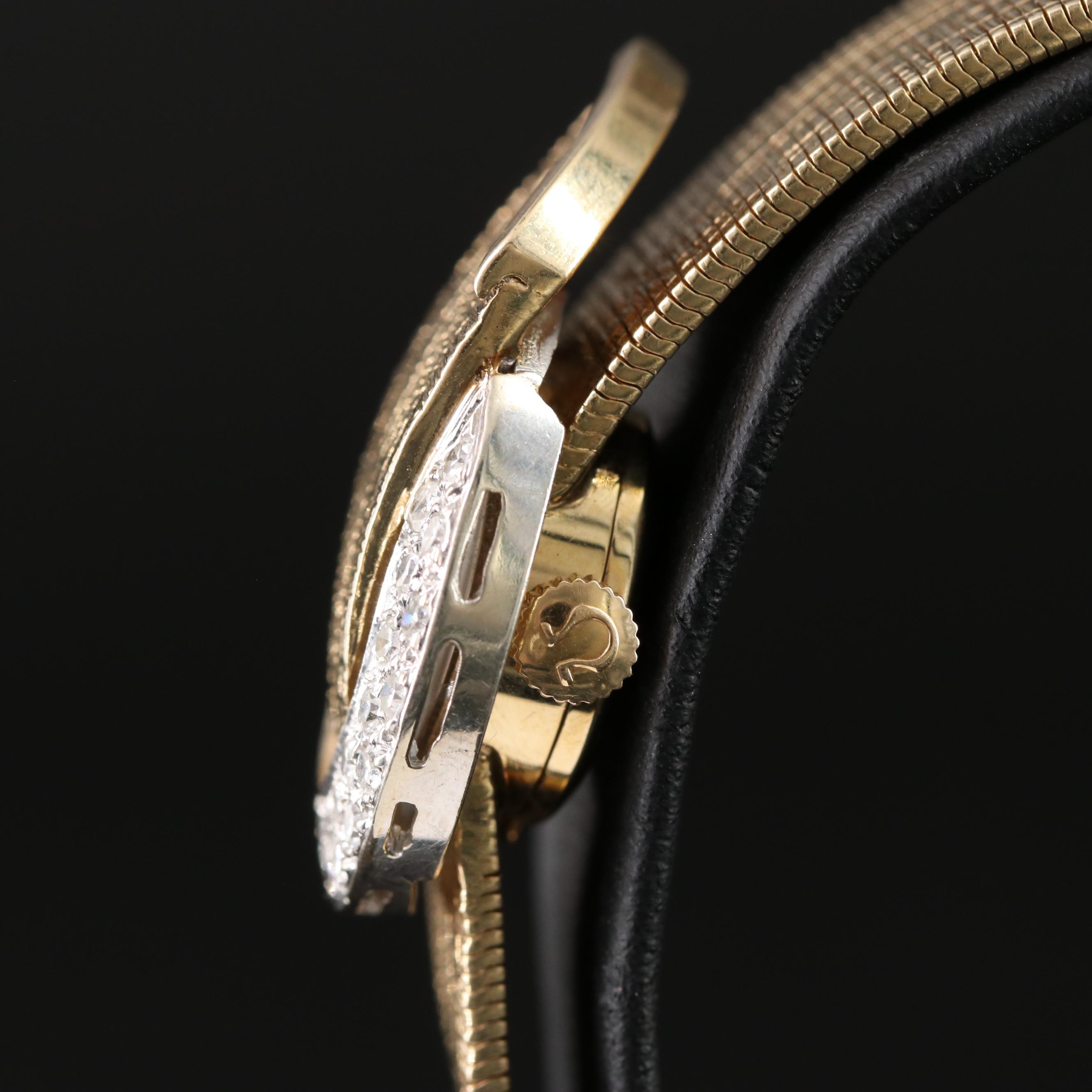 14K Omega Diamond Dial Cover Watch