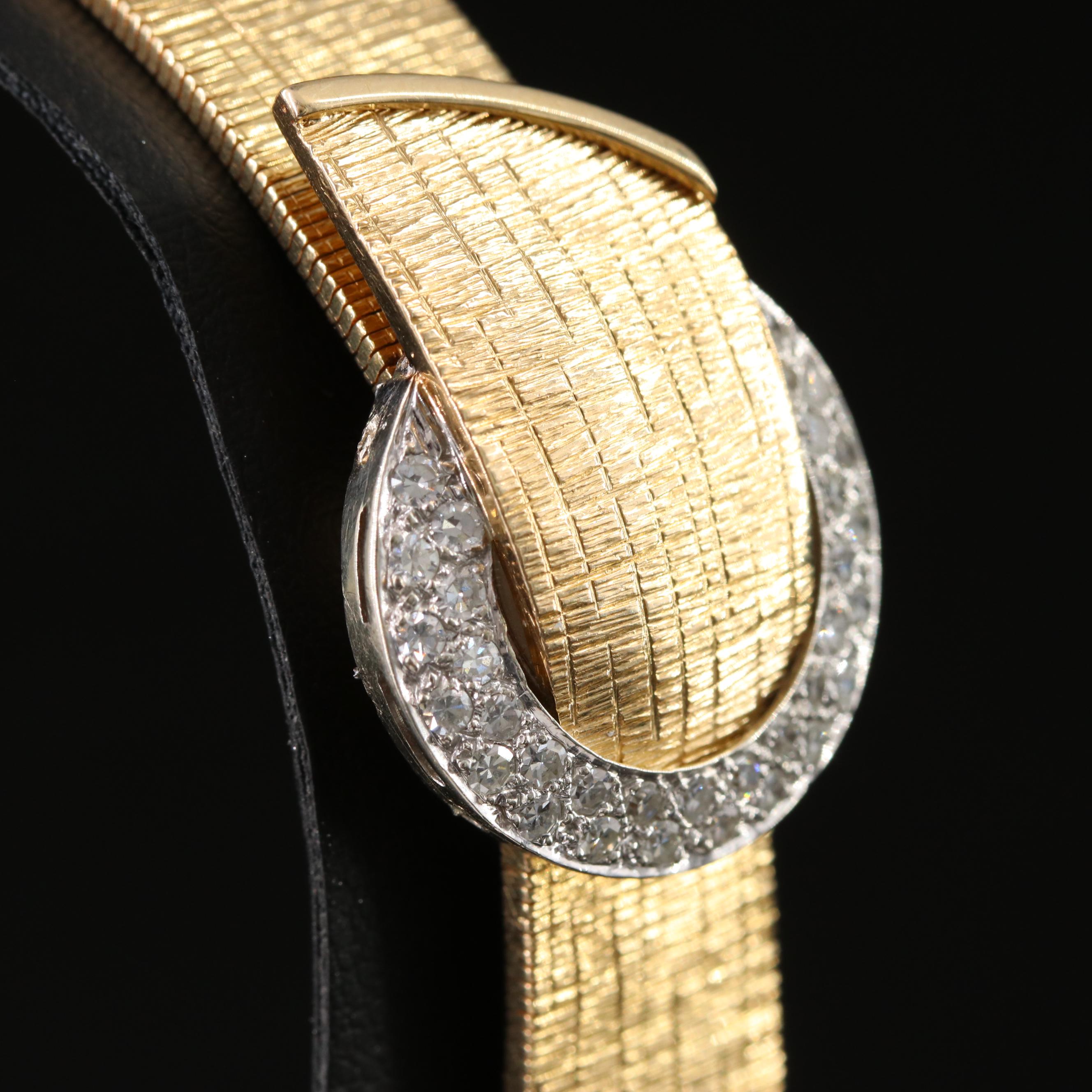 14K Omega Diamond Dial Cover Watch