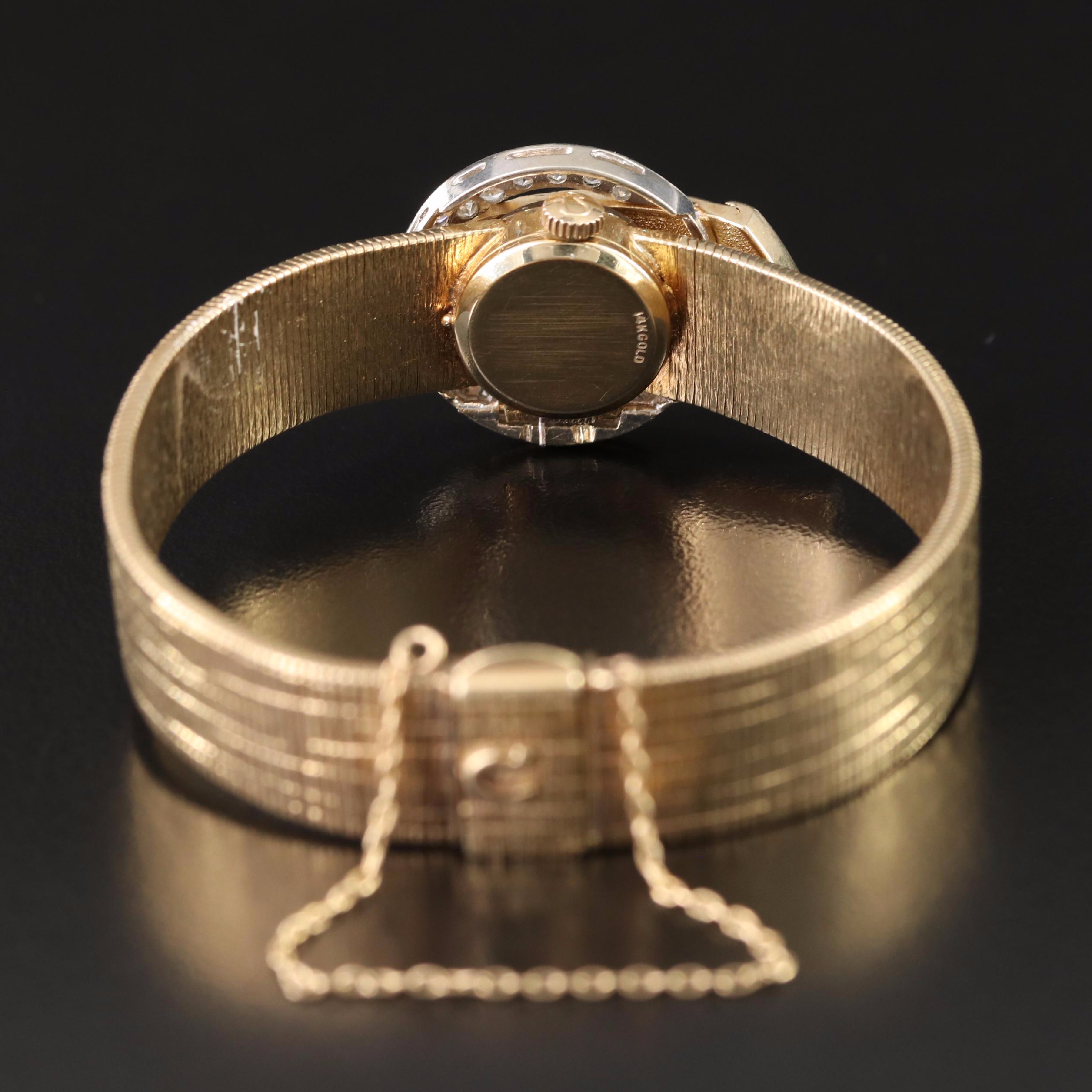 14K Omega Diamond Dial Cover Watch