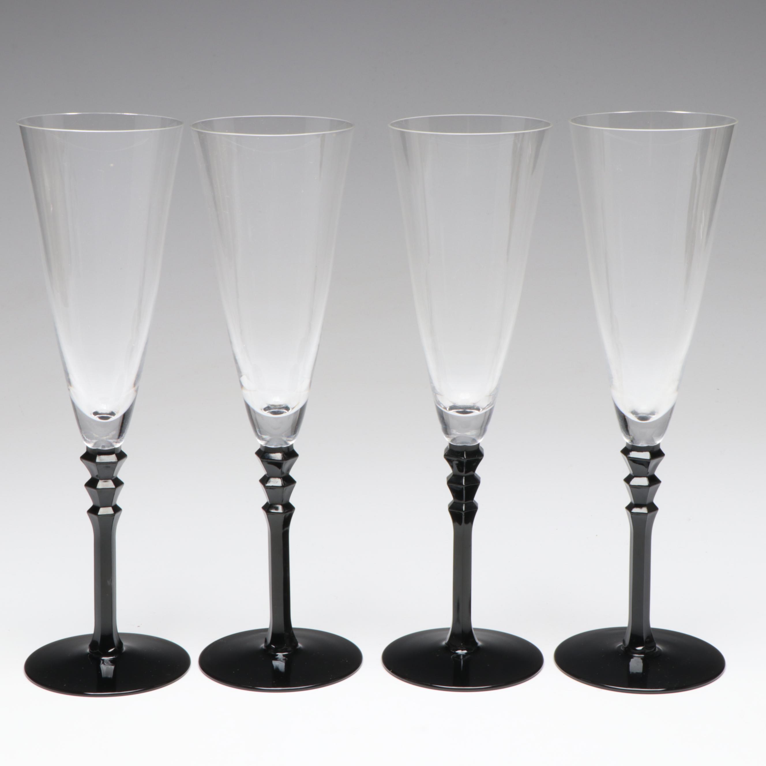 Sasaki "Black Tie" Glass Champagne Flutes with More Table Accessories