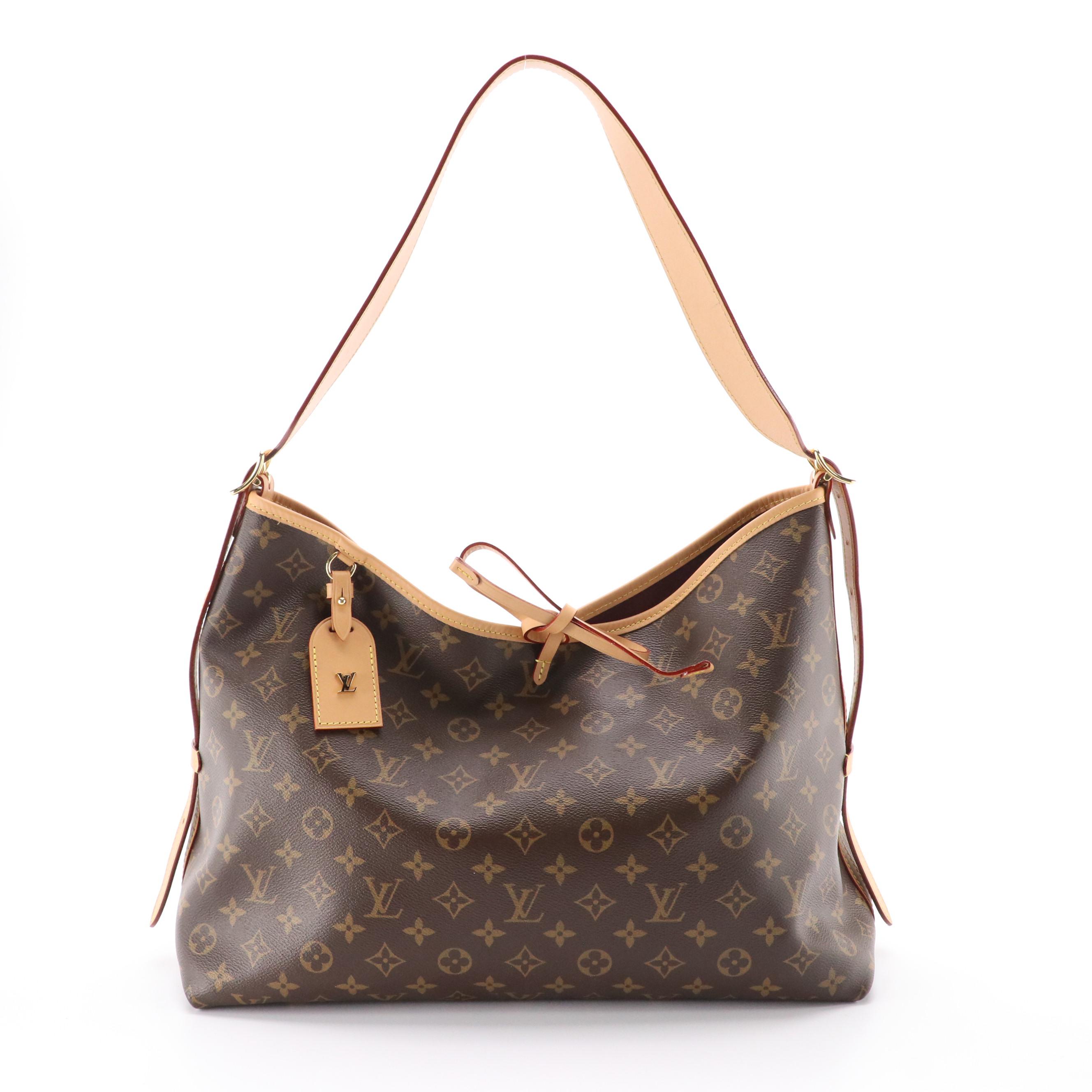 Louis Vuitton CarryAll MM Bag and Zip Pouch in Monogram Canvas and Leather