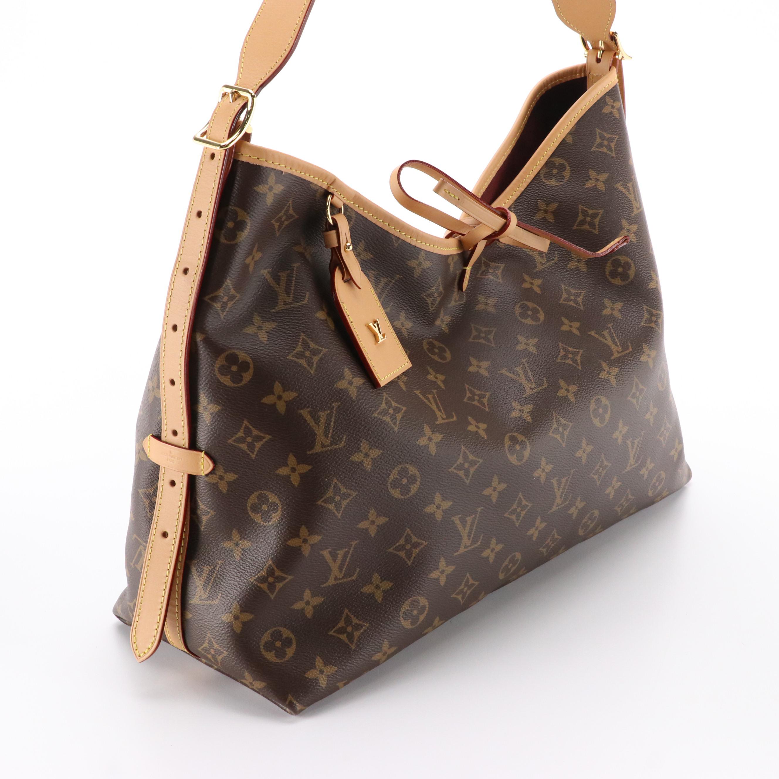 Louis Vuitton CarryAll MM Bag and Zip Pouch in Monogram Canvas and Leather