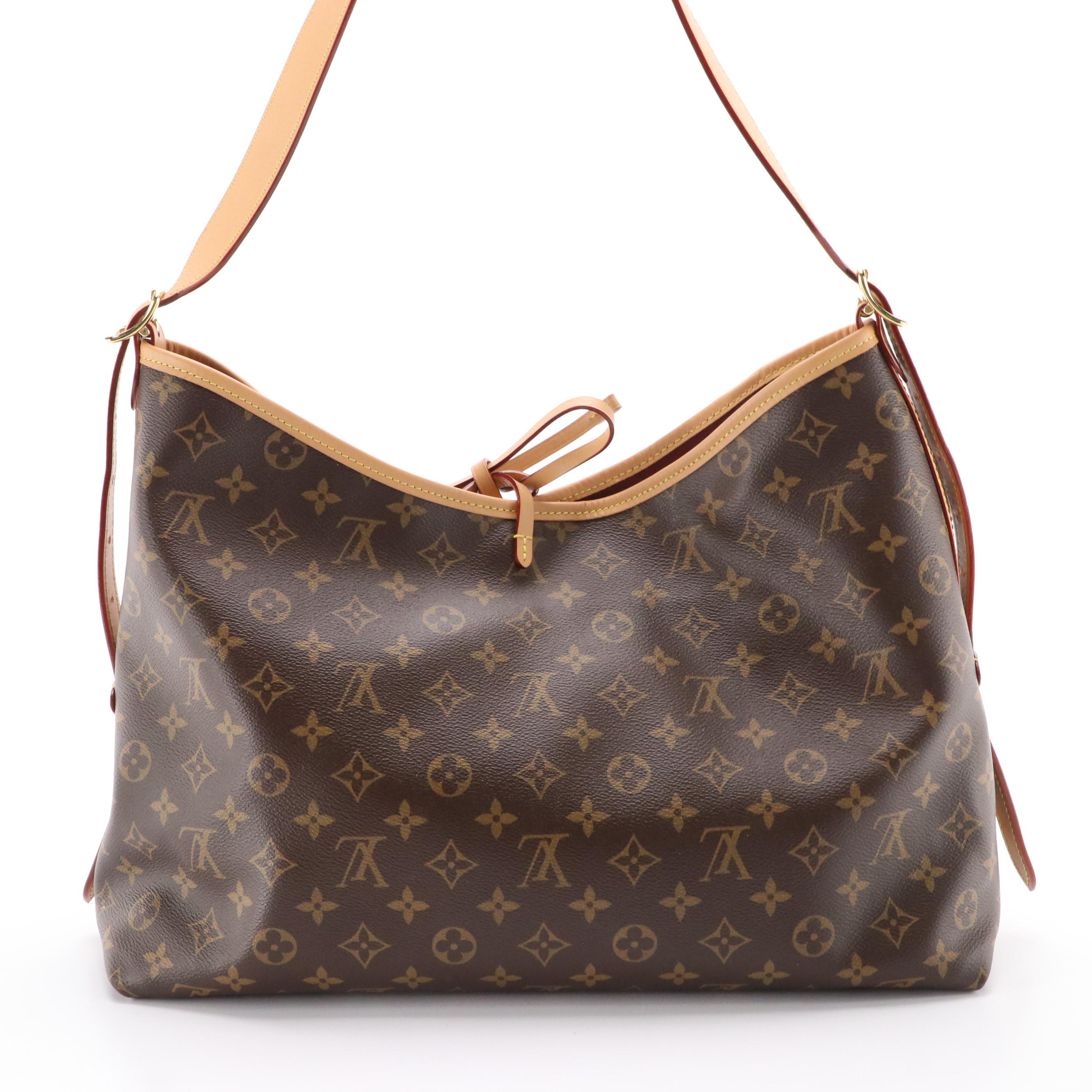 Louis Vuitton CarryAll MM Bag and Zip Pouch in Monogram Canvas and Leather