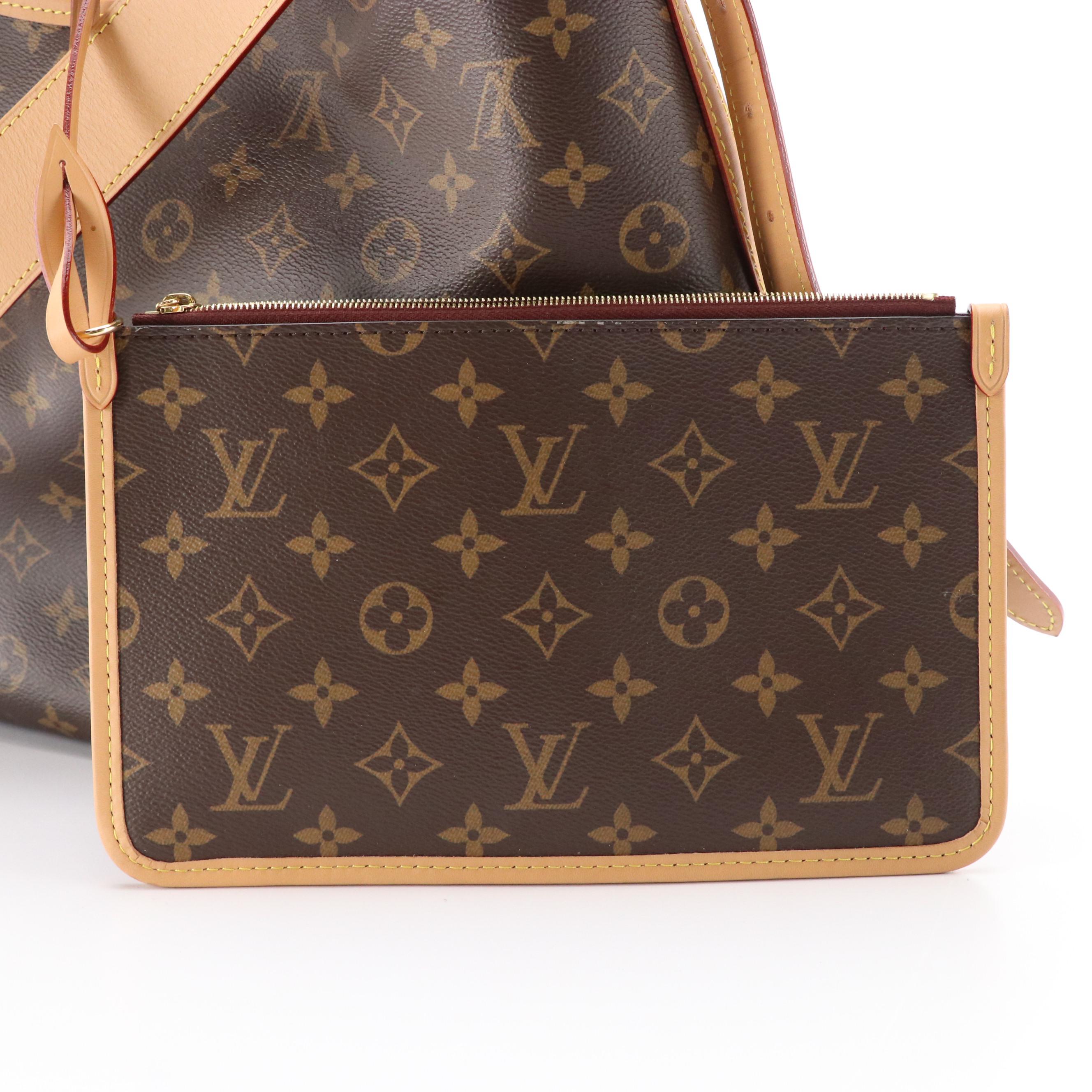 Louis Vuitton CarryAll MM Bag and Zip Pouch in Monogram Canvas and Leather