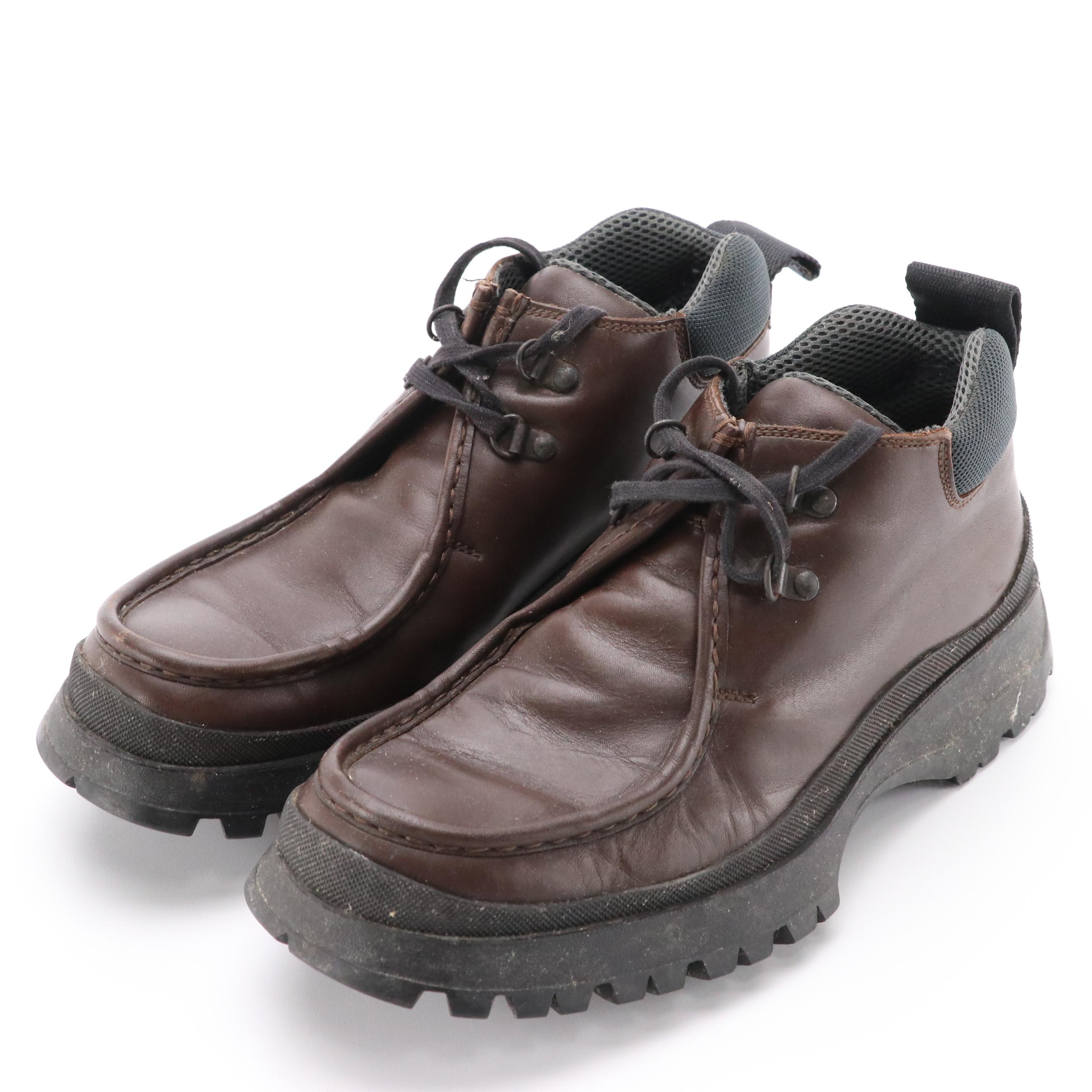 Men's Prada × Vibram Wallabee Hiking Boots in Brown Leather