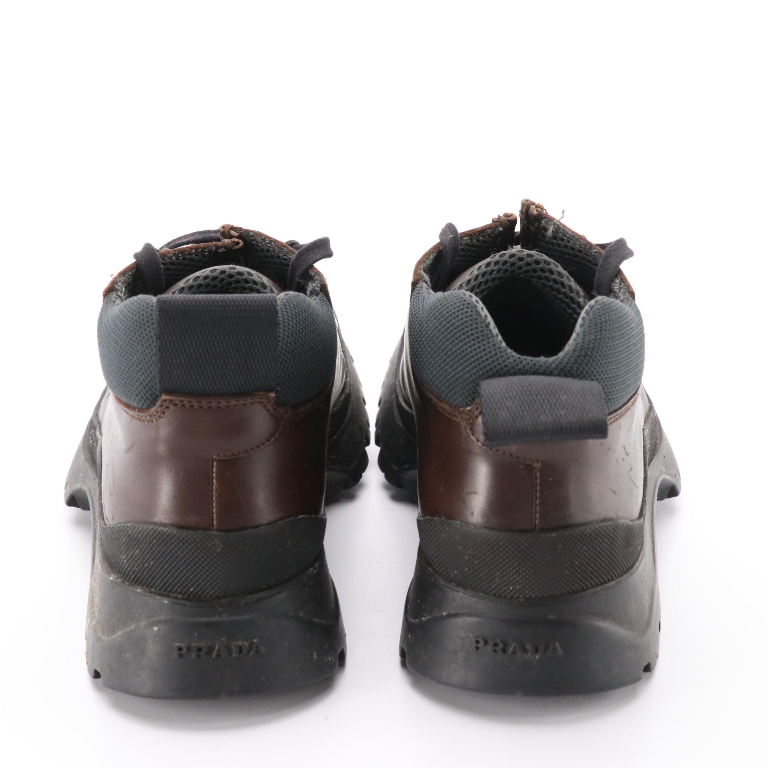 Men's Prada × Vibram Wallabee Hiking Boots in Brown Leather