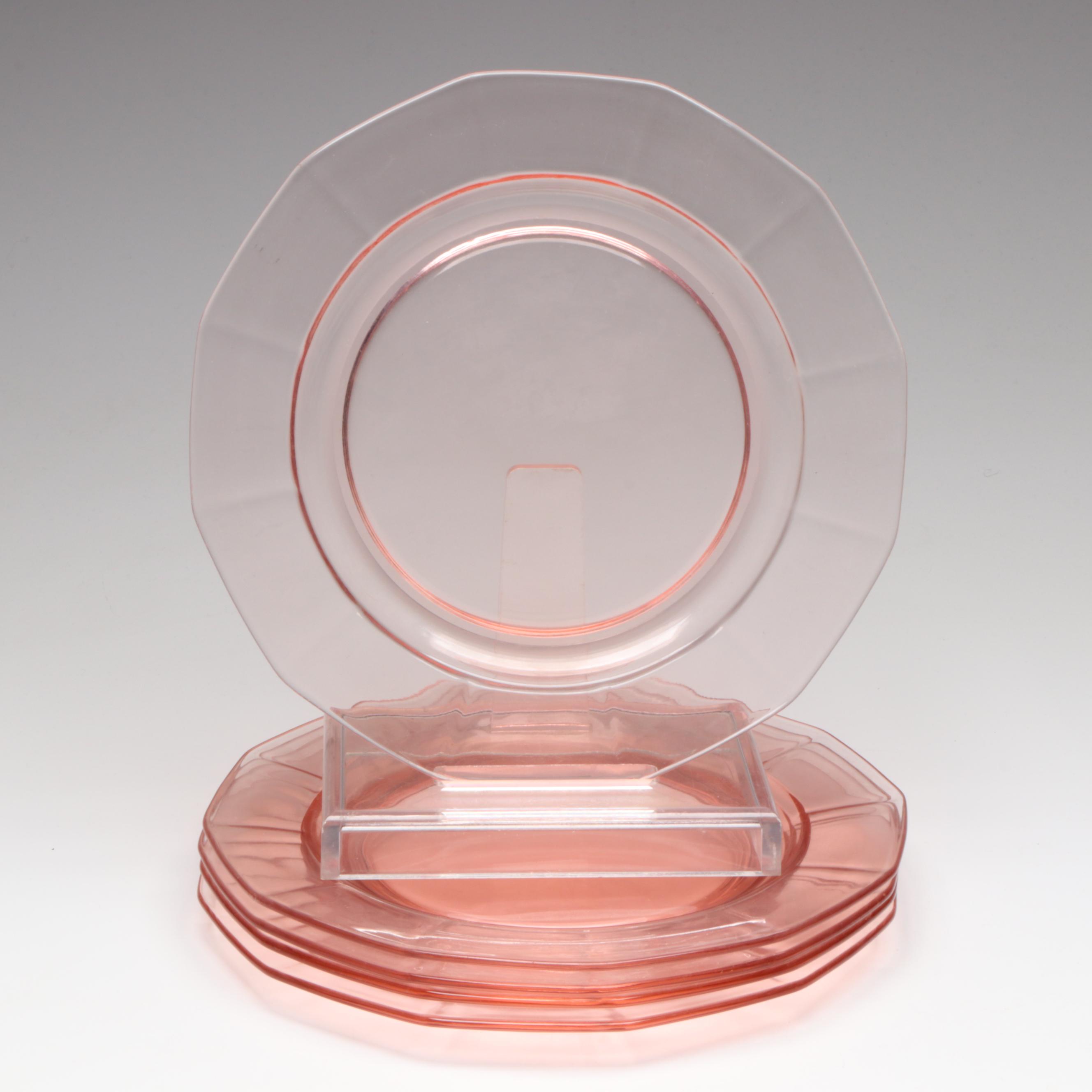 Cambridge "Decagon Pink" Glassware, Rolled Edge Centerpiece and Other Serveware