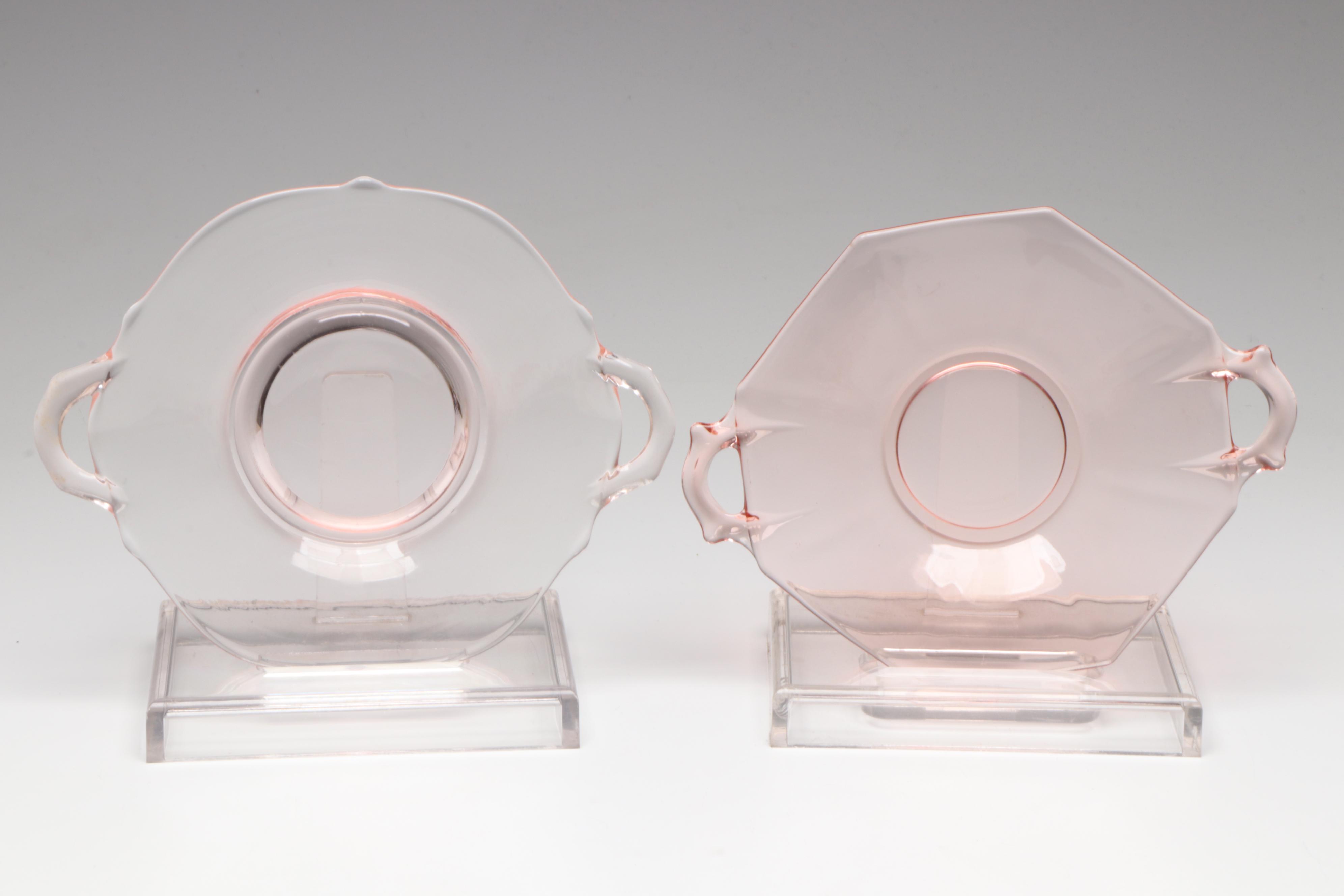 Cambridge "Decagon Pink" Glassware, Rolled Edge Centerpiece and Other Serveware