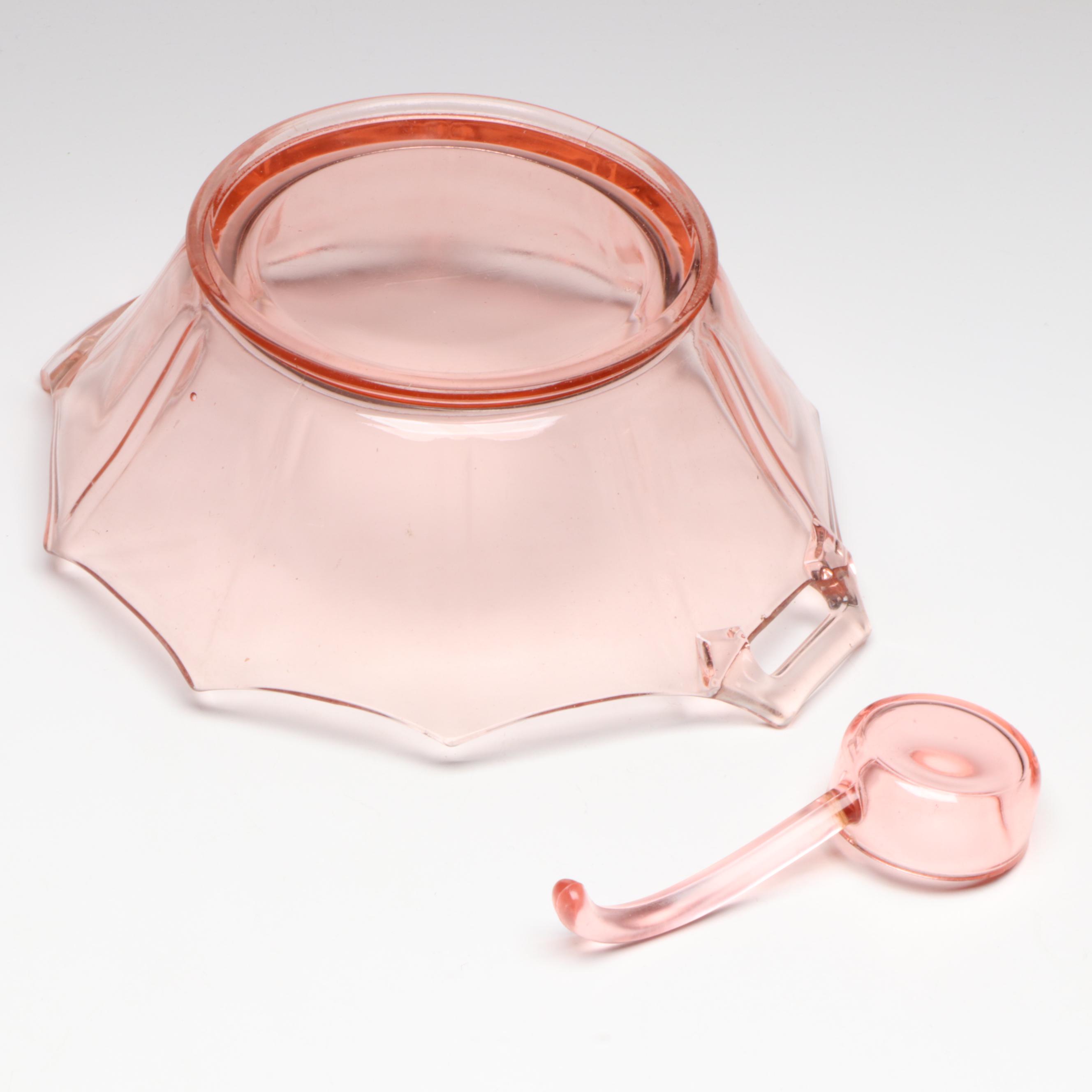 Cambridge "Decagon Pink" Glassware, Rolled Edge Centerpiece and Other Serveware