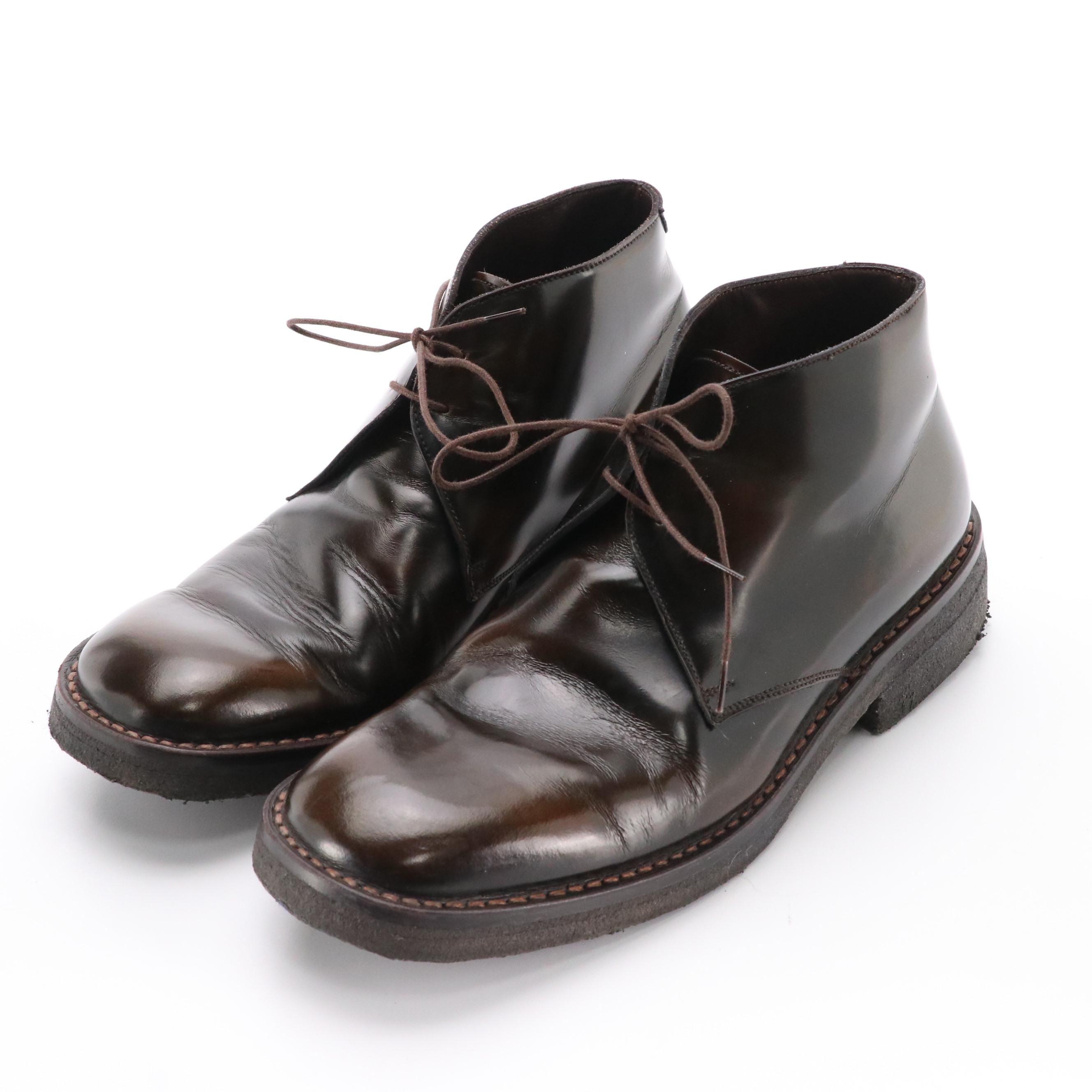 Men's Prada Chukka Boots in Spazzolato Leather with Box