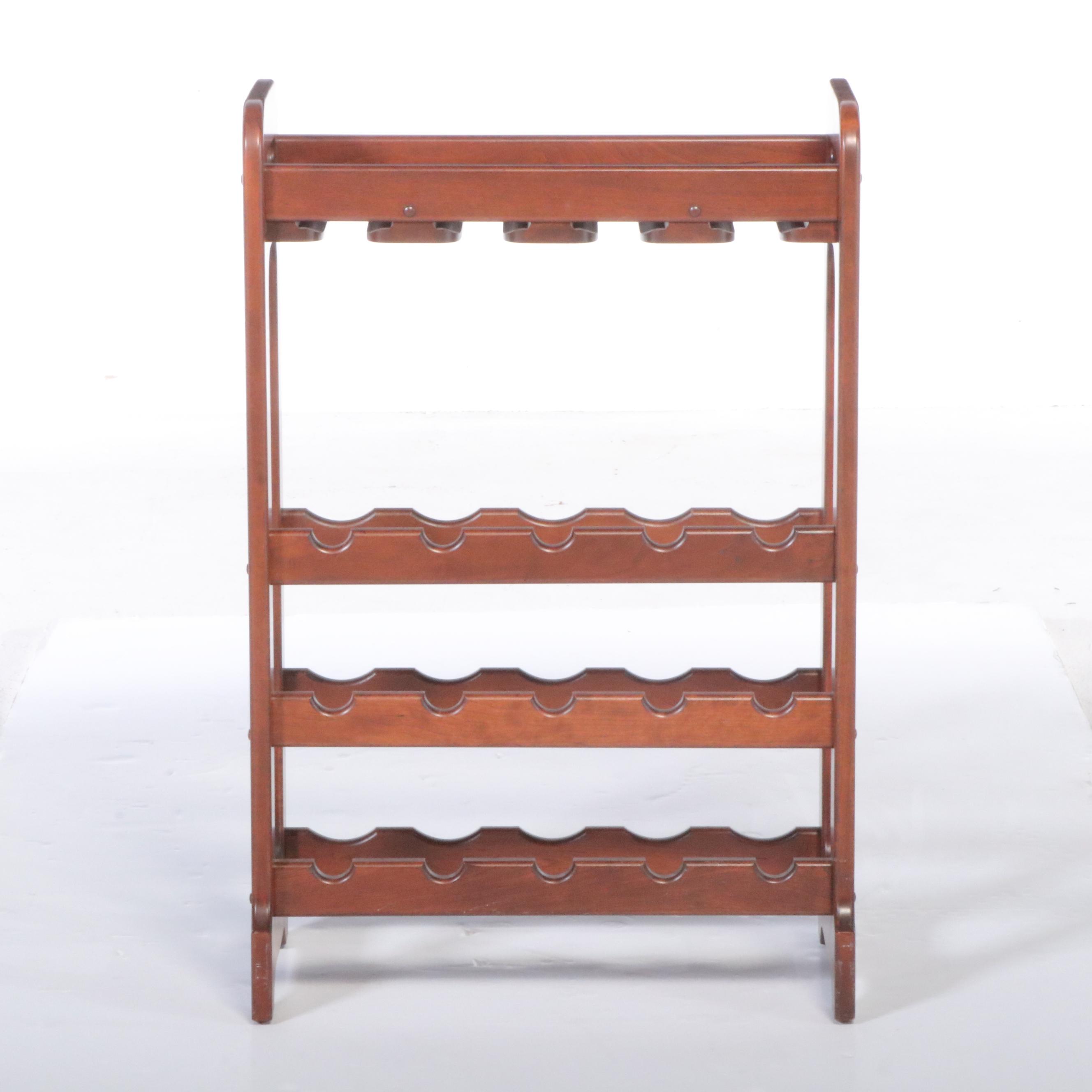 Modernist Style Cherrywood Fifteen-Bottle Wine Rack