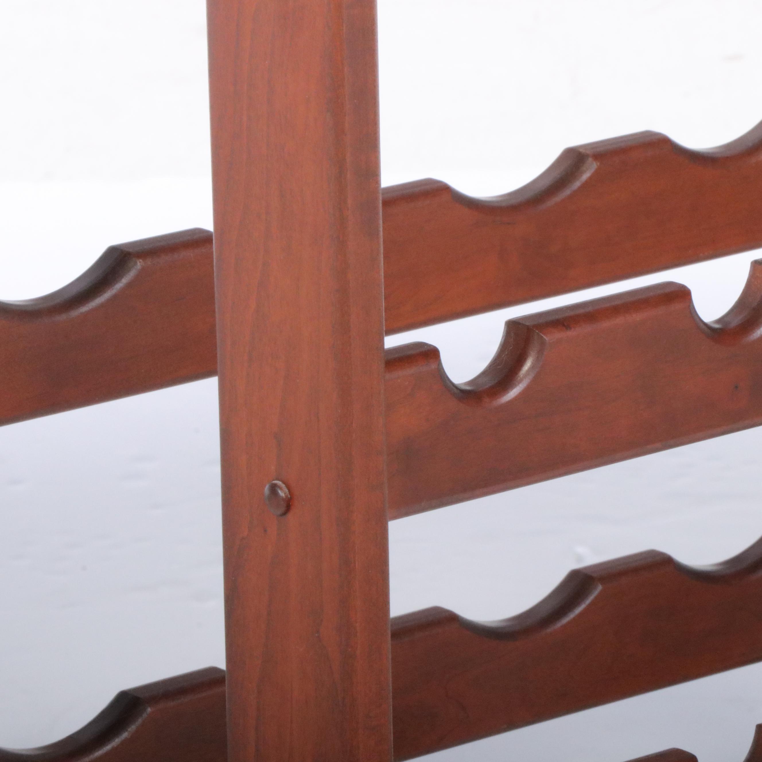 Modernist Style Cherrywood Fifteen-Bottle Wine Rack