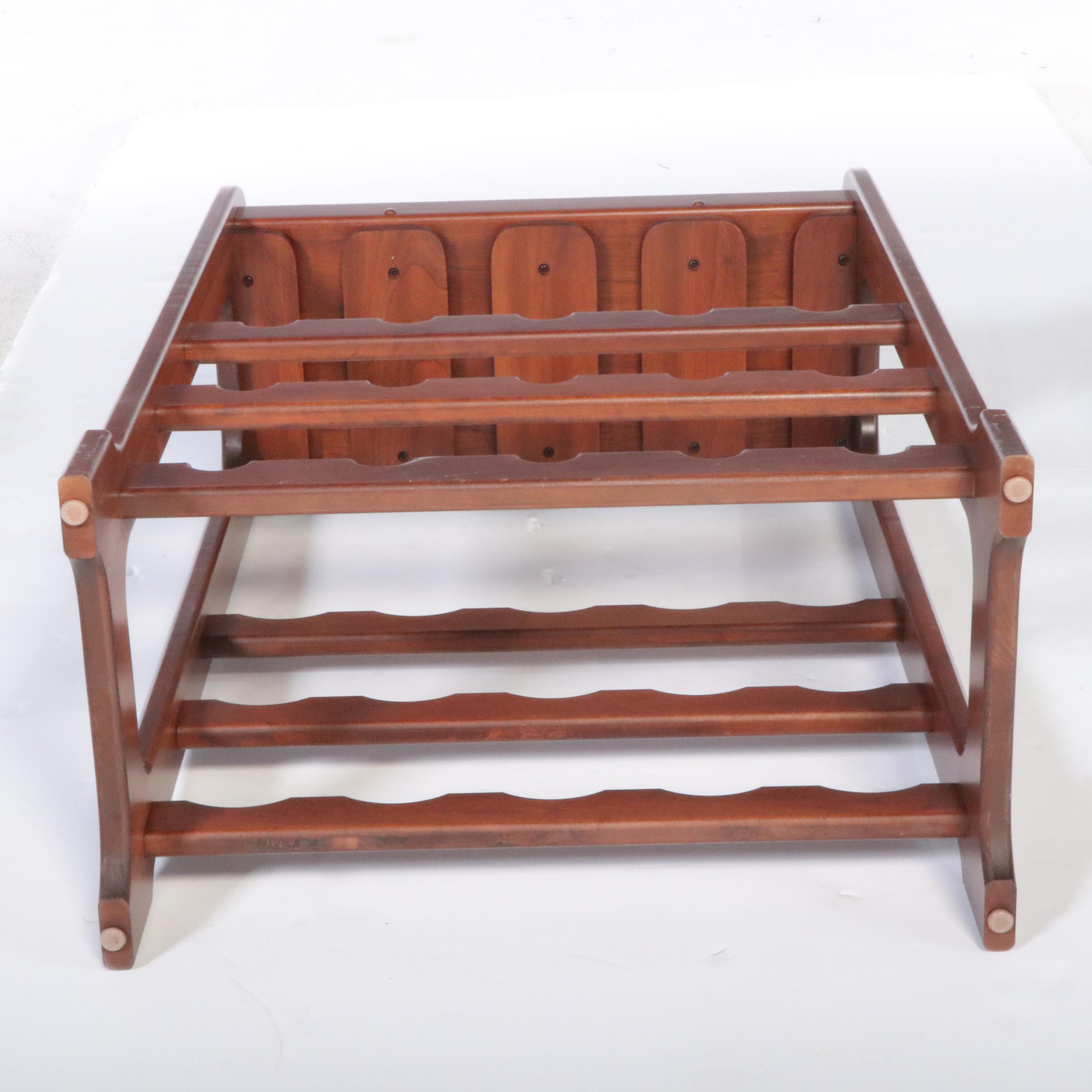 Modernist Style Cherrywood Fifteen-Bottle Wine Rack