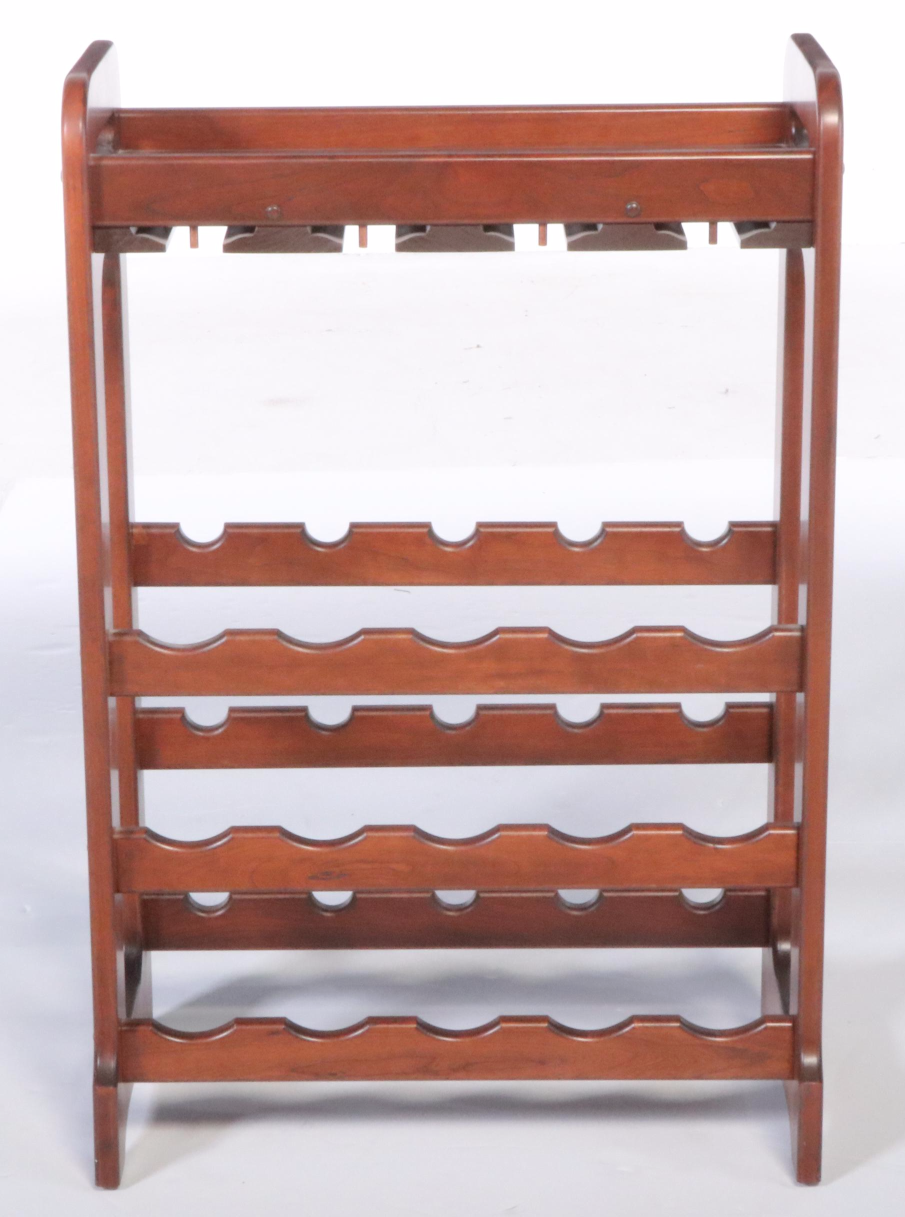 Modernist Style Cherrywood Fifteen-Bottle Wine Rack