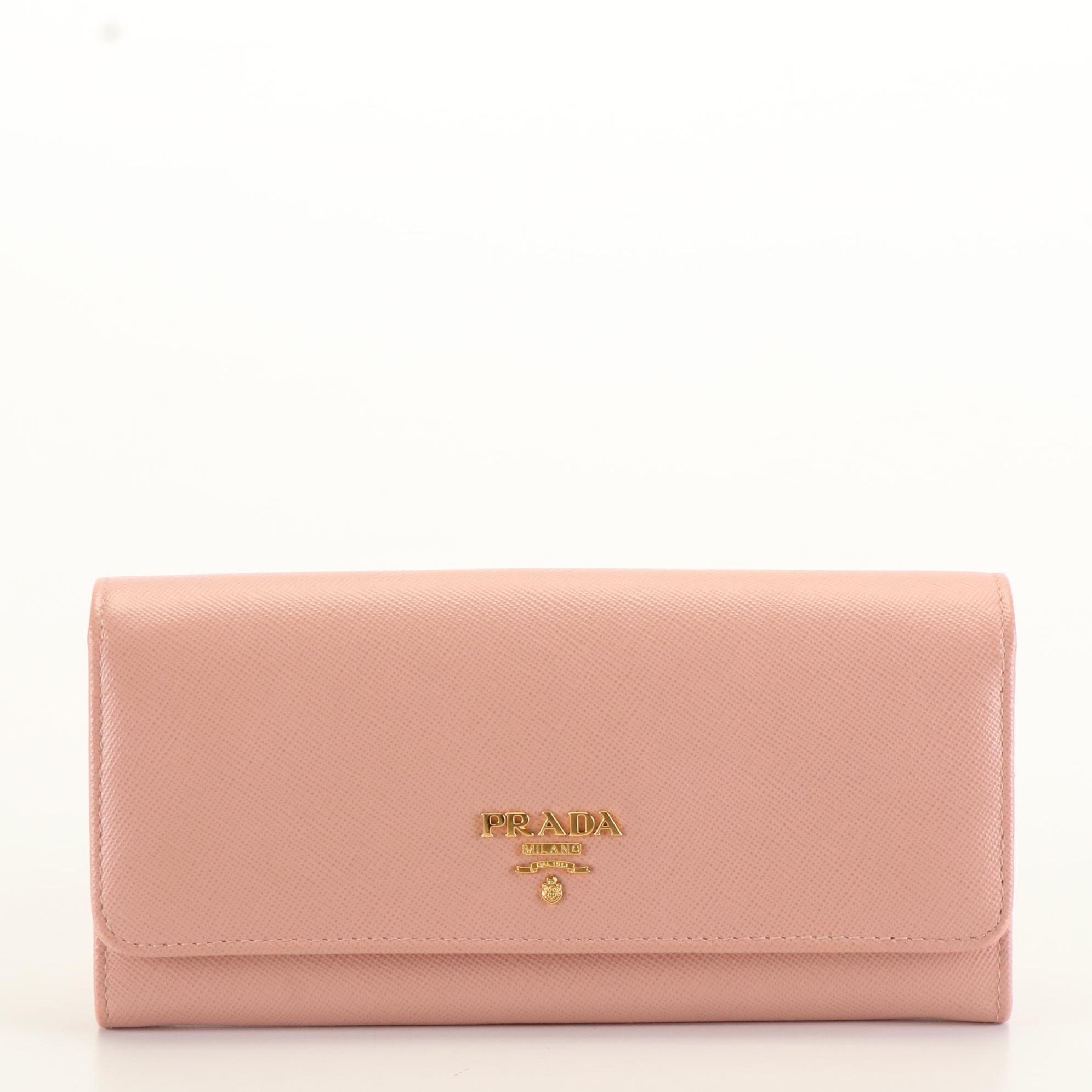 Prada Pink Trichromatic Saffiano Leather Long Flap Wallet