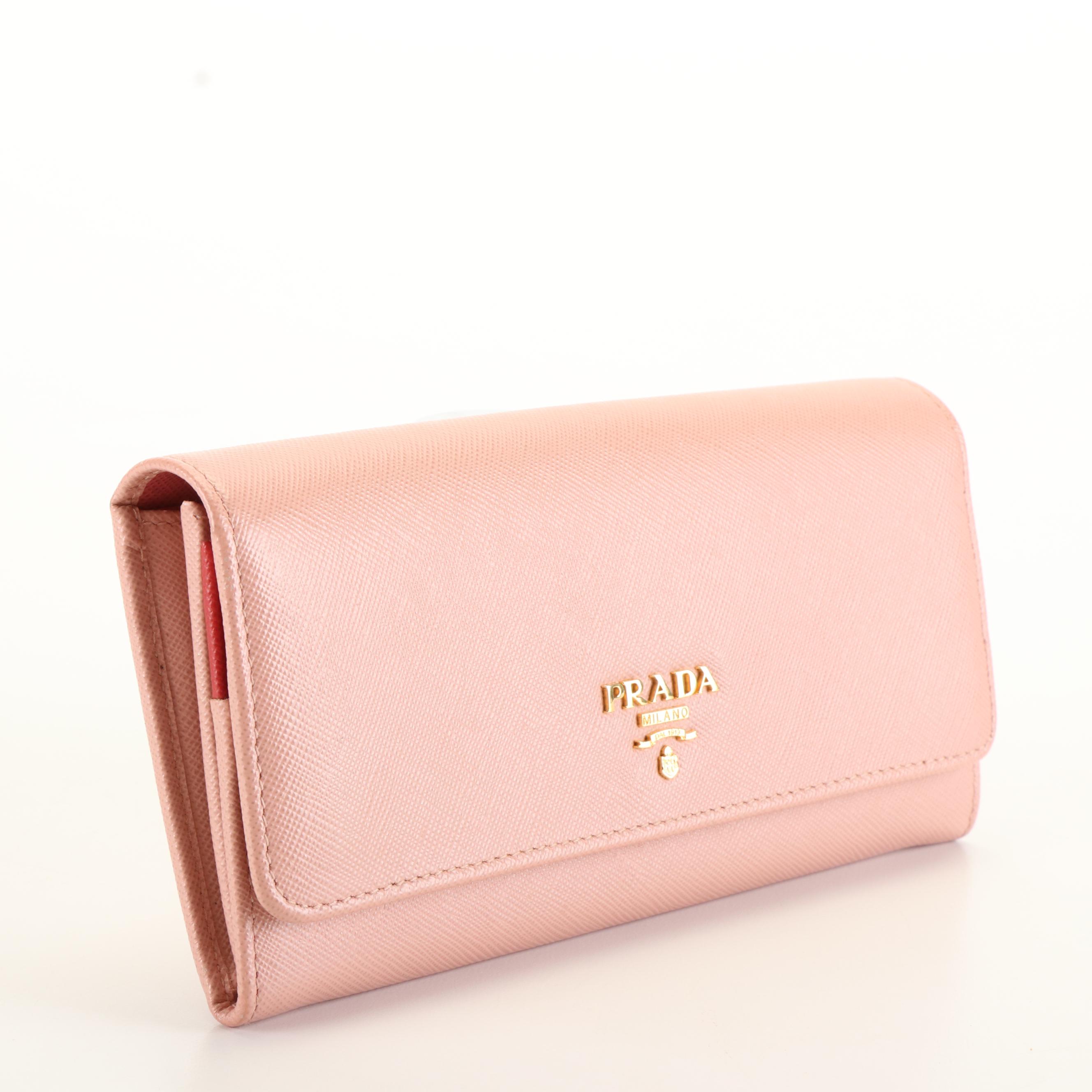 Prada Pink Trichromatic Saffiano Leather Long Flap Wallet