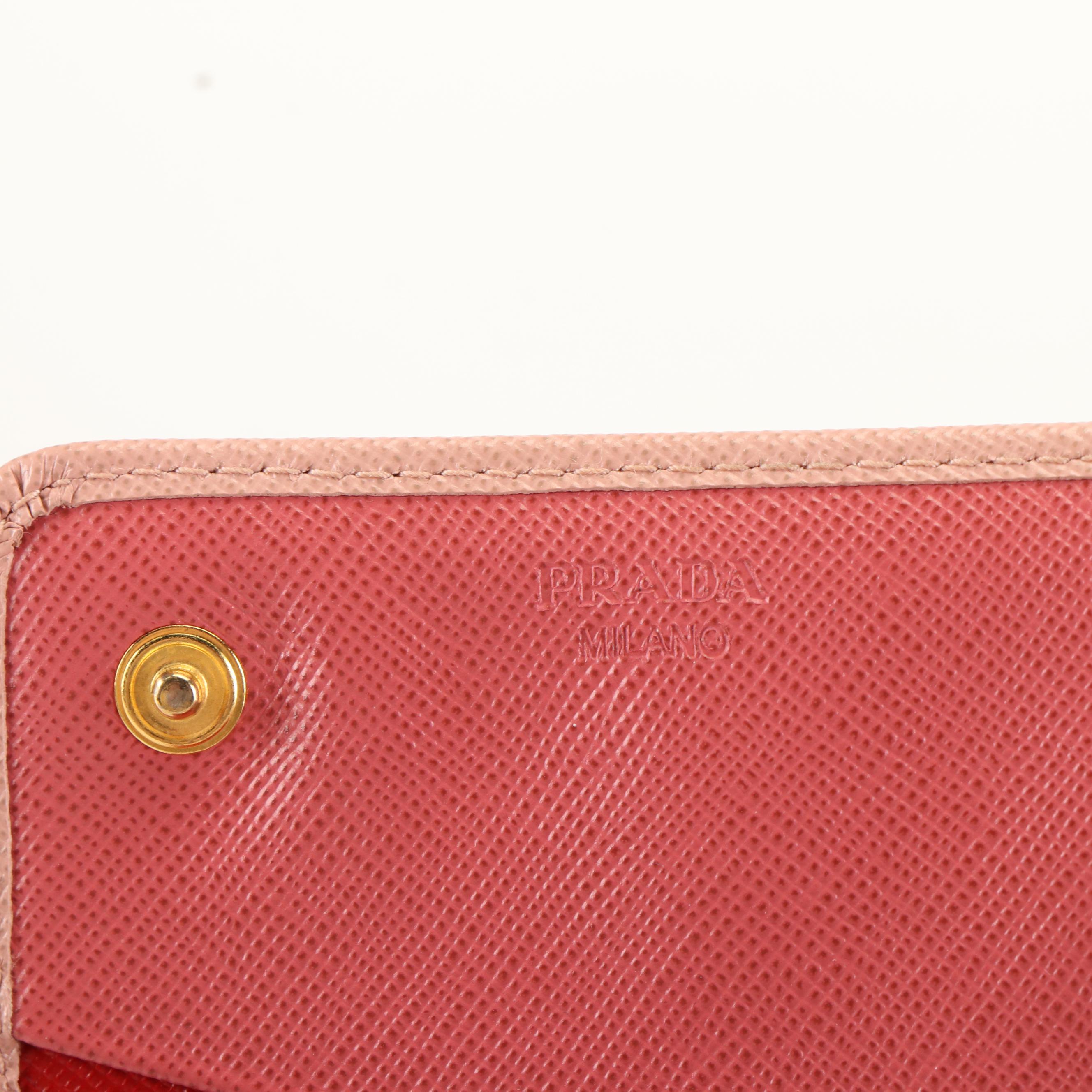Prada Pink Trichromatic Saffiano Leather Long Flap Wallet