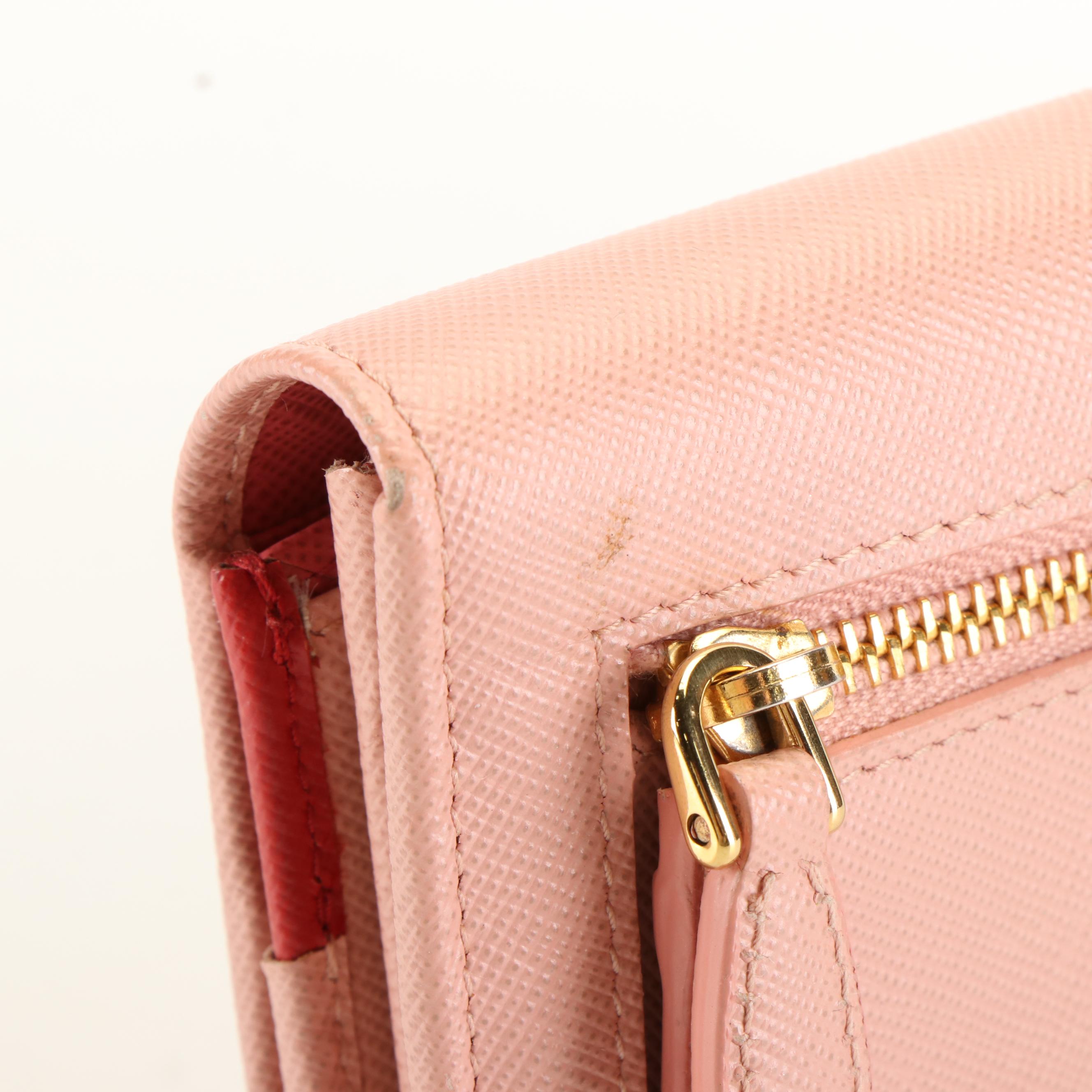 Prada Pink Trichromatic Saffiano Leather Long Flap Wallet