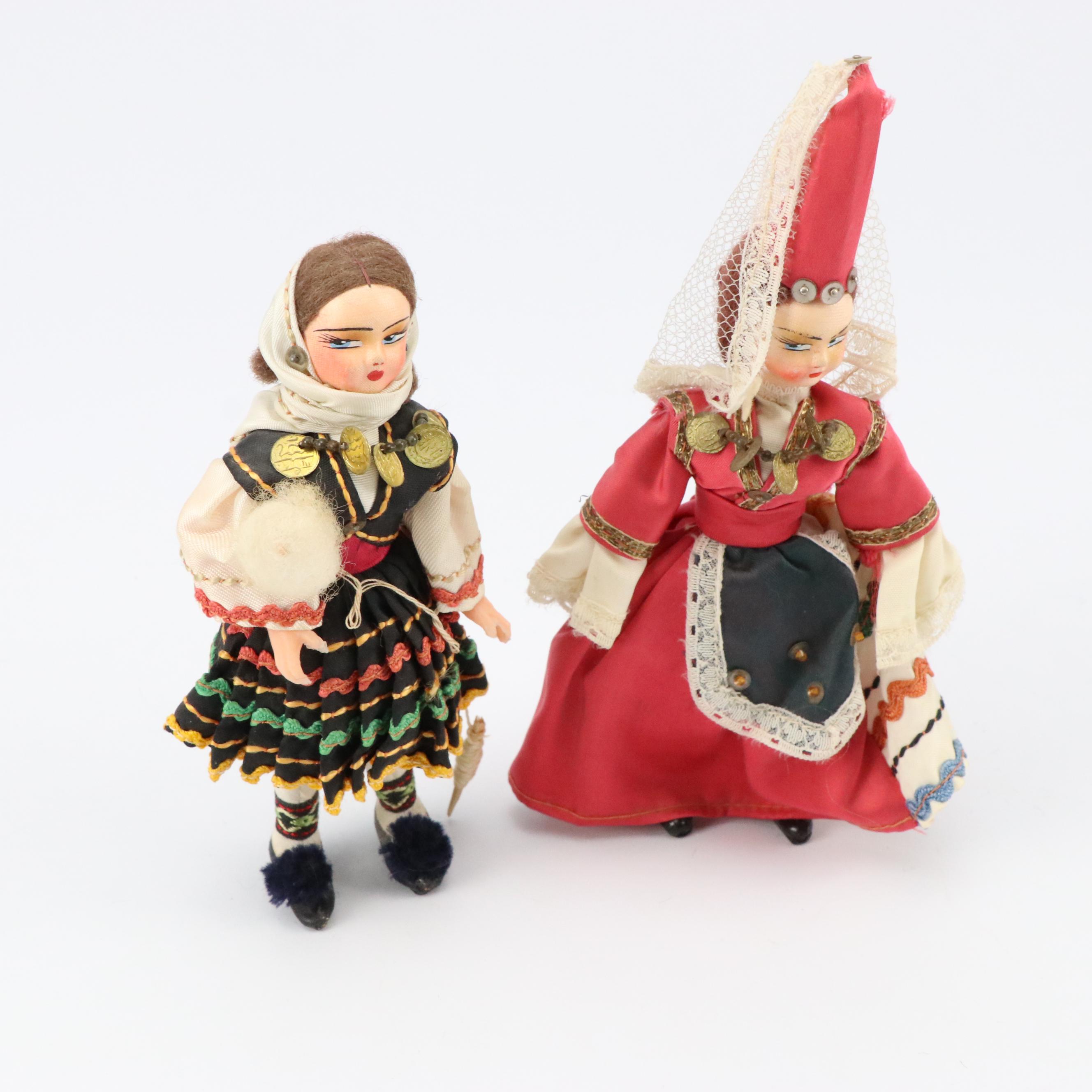 Magis Roma and Other International Souvenir Dolls, Mid-20th Century
