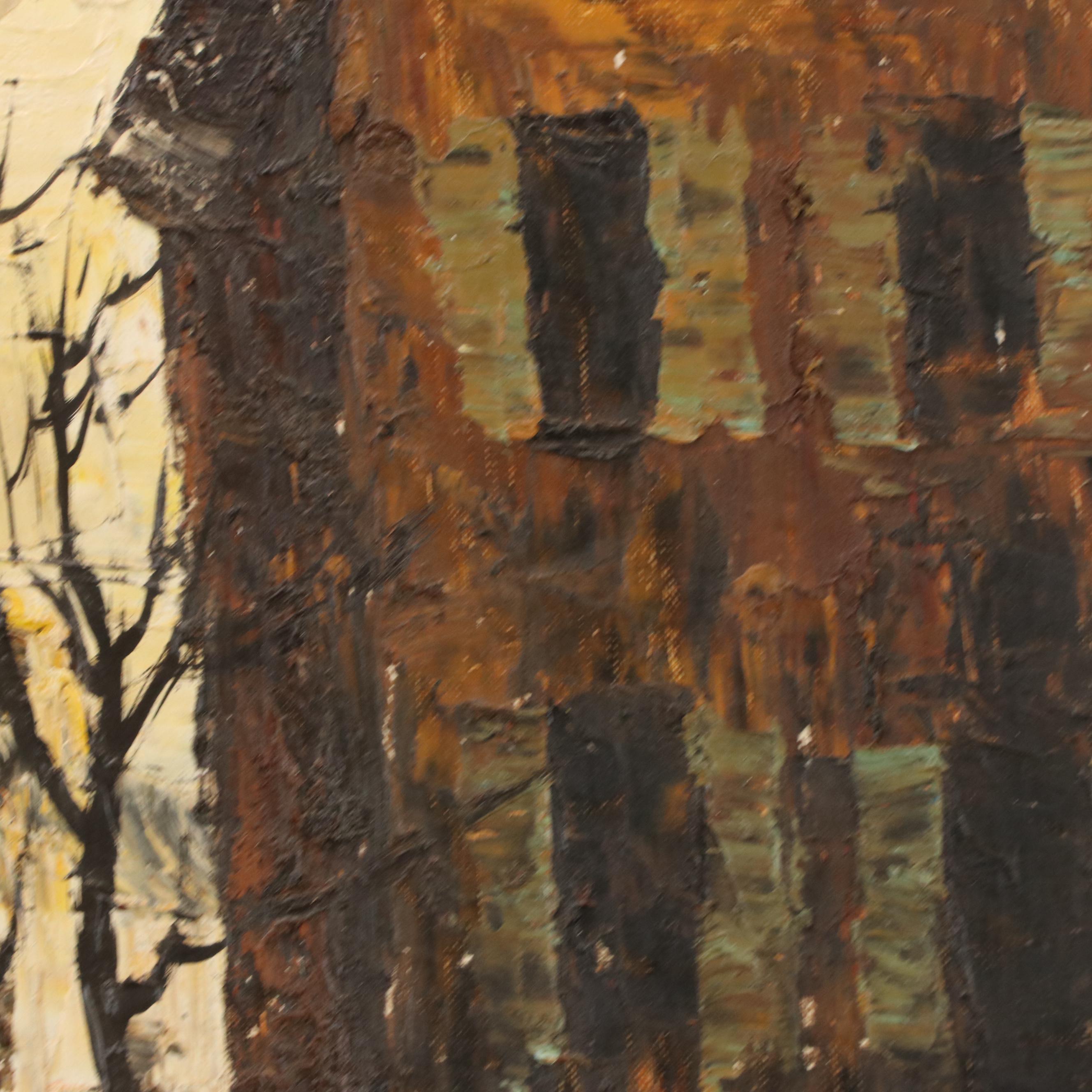 Albert Cragoni Moody Street Scene Oil Painting, Mid-20th Century