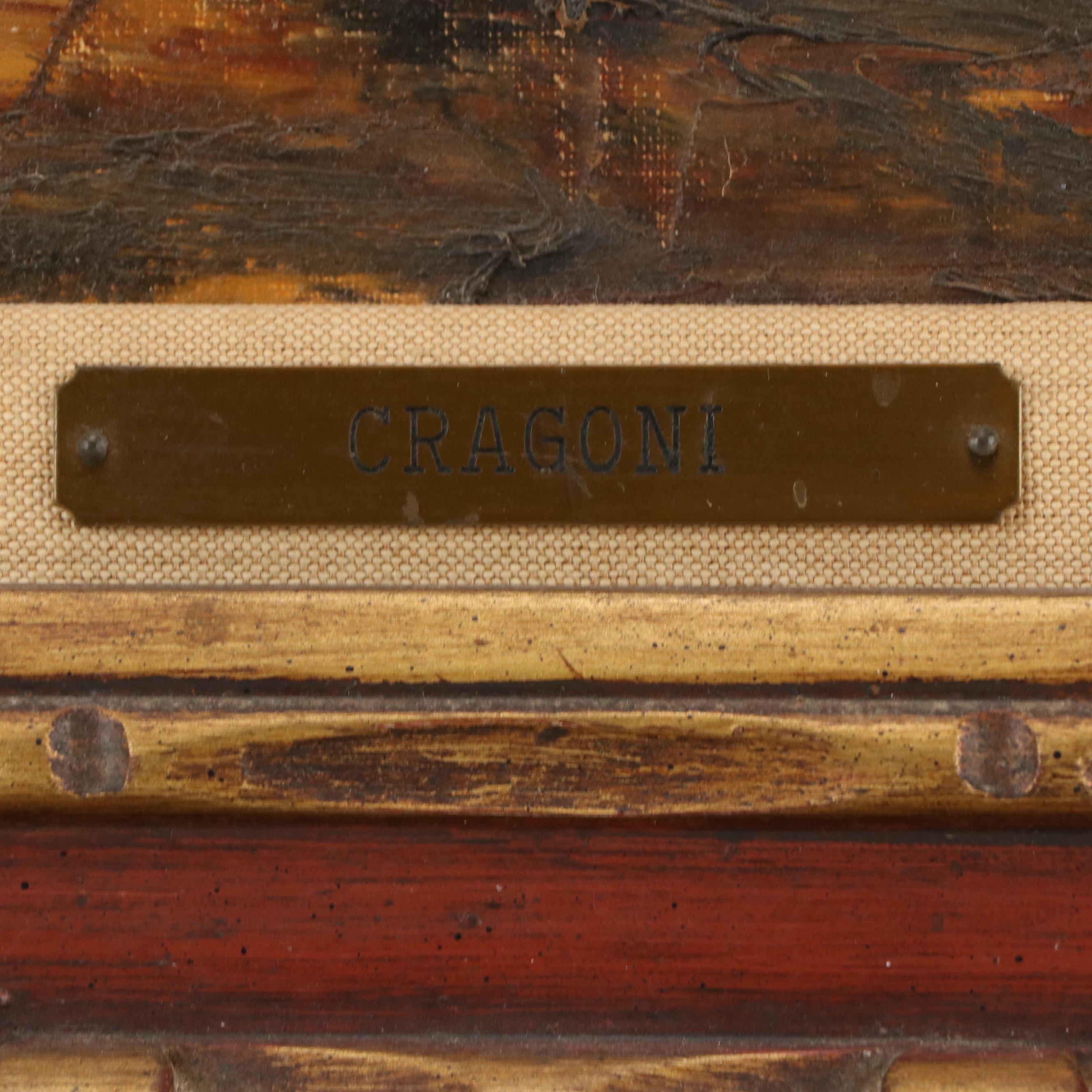 Albert Cragoni Moody Street Scene Oil Painting, Mid-20th Century