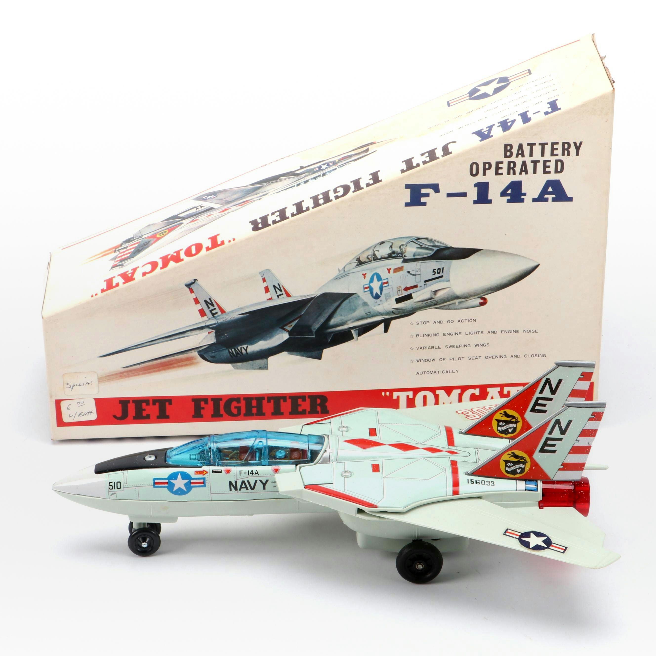 Nomura F-14A Jet Fighter "Tomcat" Battery Operated Toy, Mid-20th Century