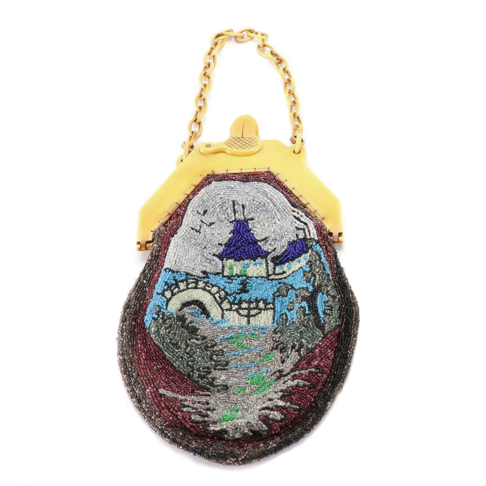 Celluloid Framed Glass-Beaded Bag, 1930s