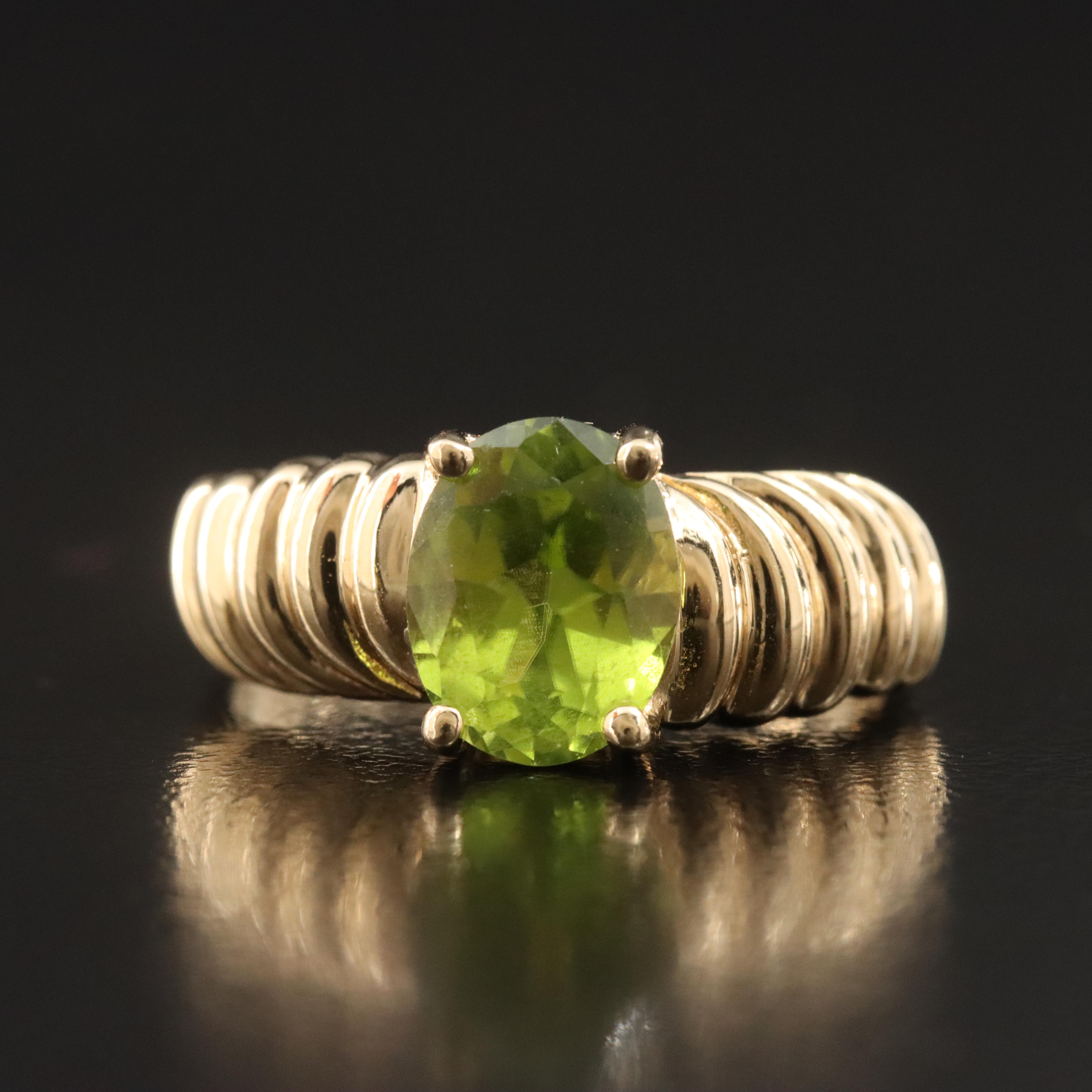 14K Peridot Fluted Ring