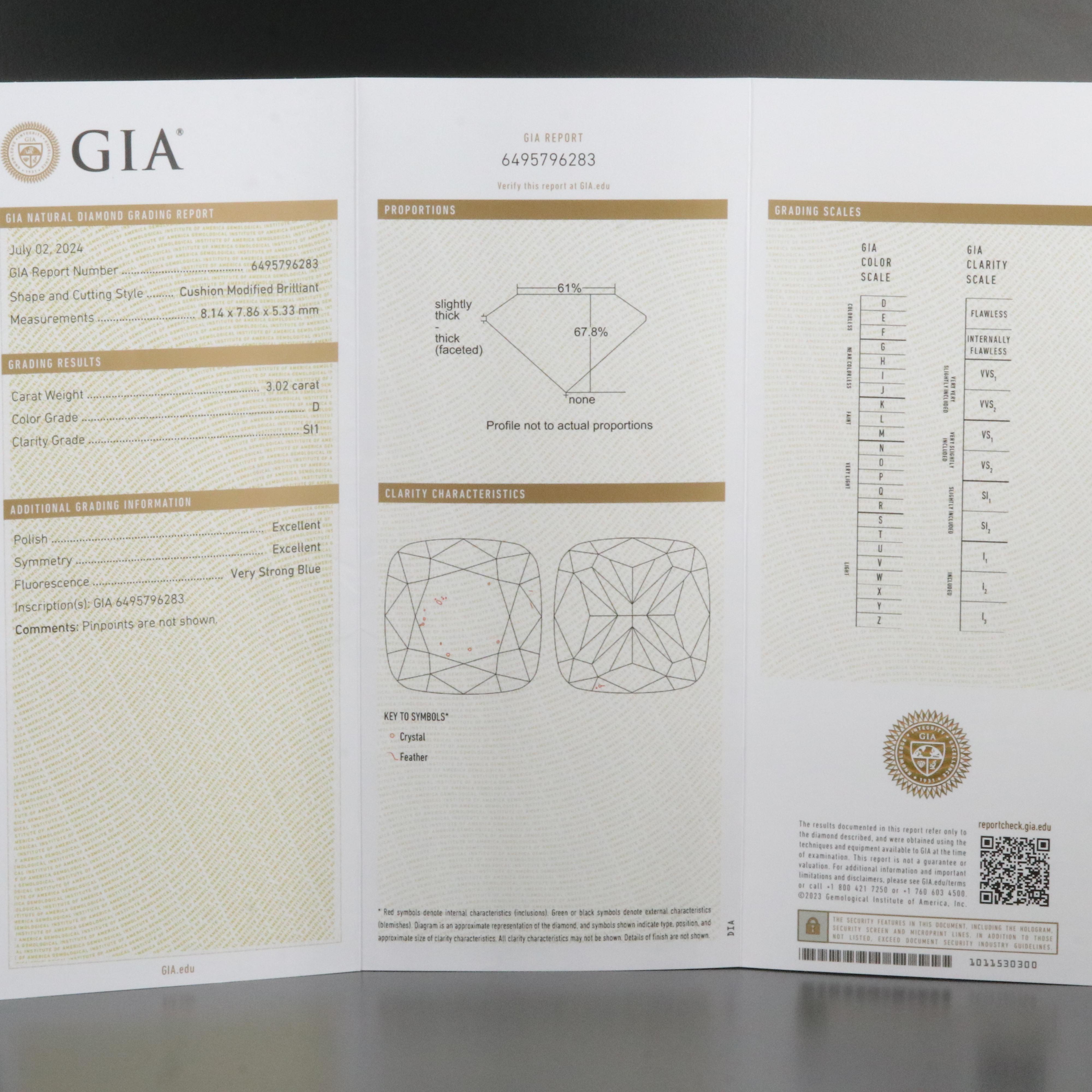 Platinum 3.36 CTW Diamond Ring with GIA Report