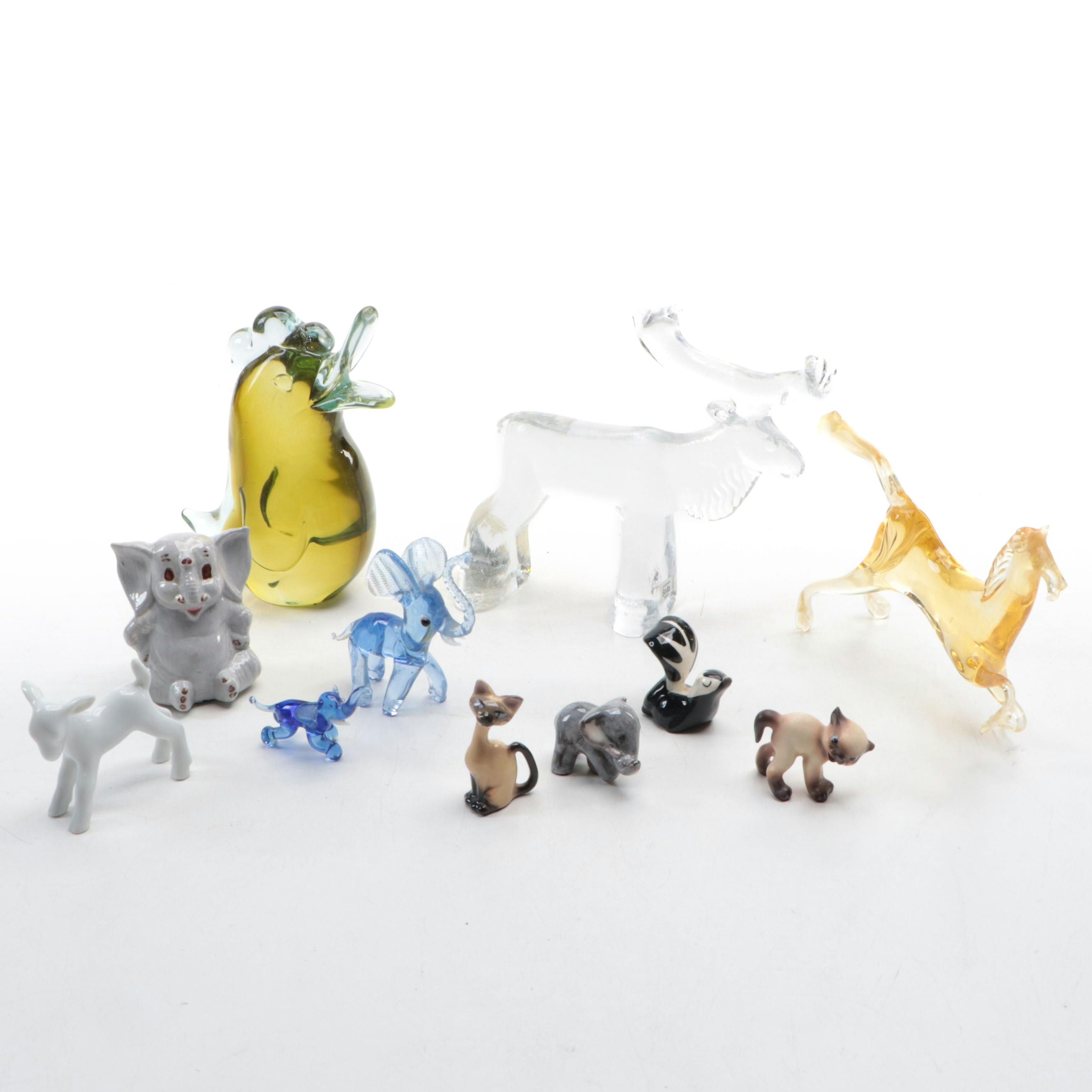 Kosta Boda Moose with Other Glass and Ceramic Animal Figurines