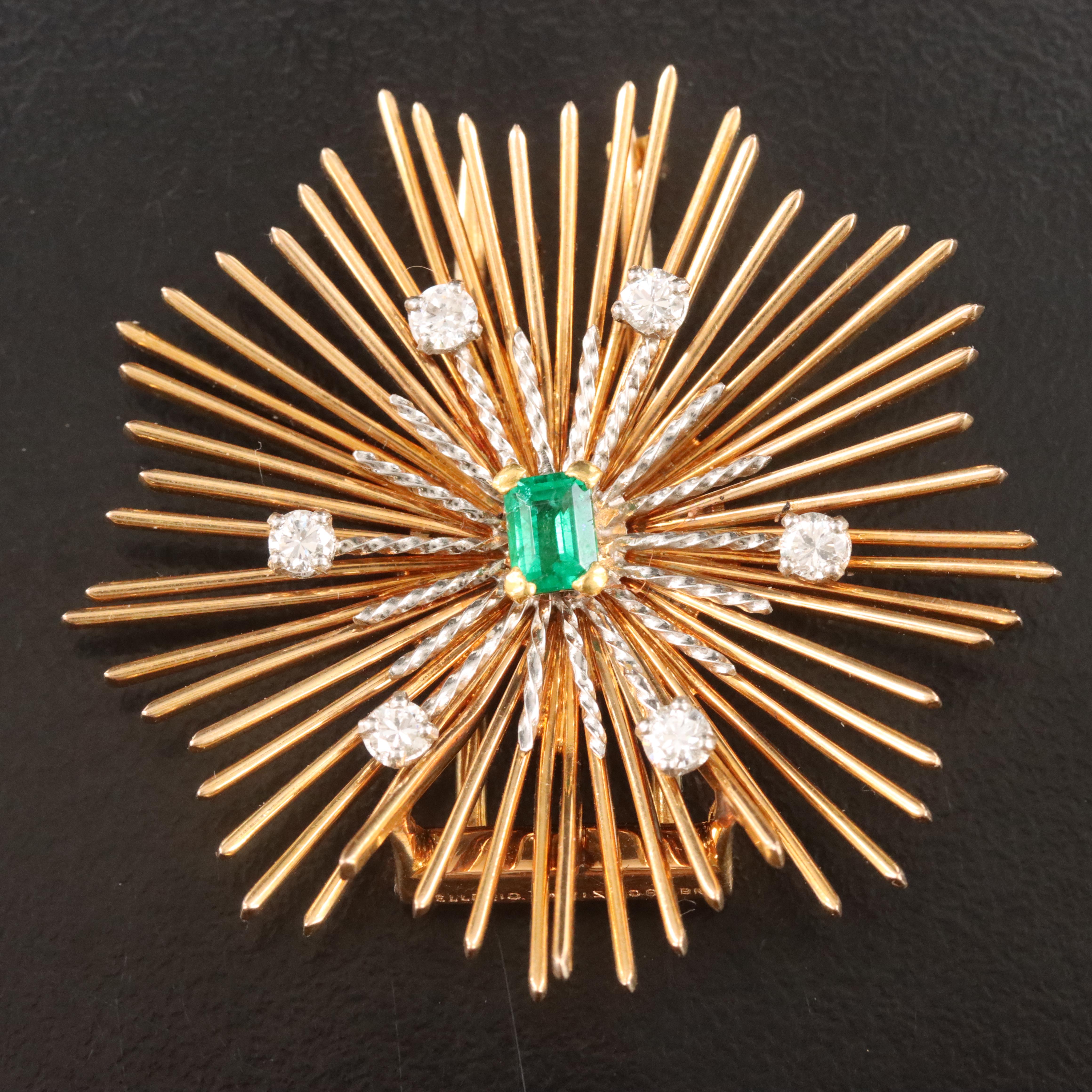 Mellerio Dits Meller 18K Emerald and Diamond Fur Clip with Platinum Accents