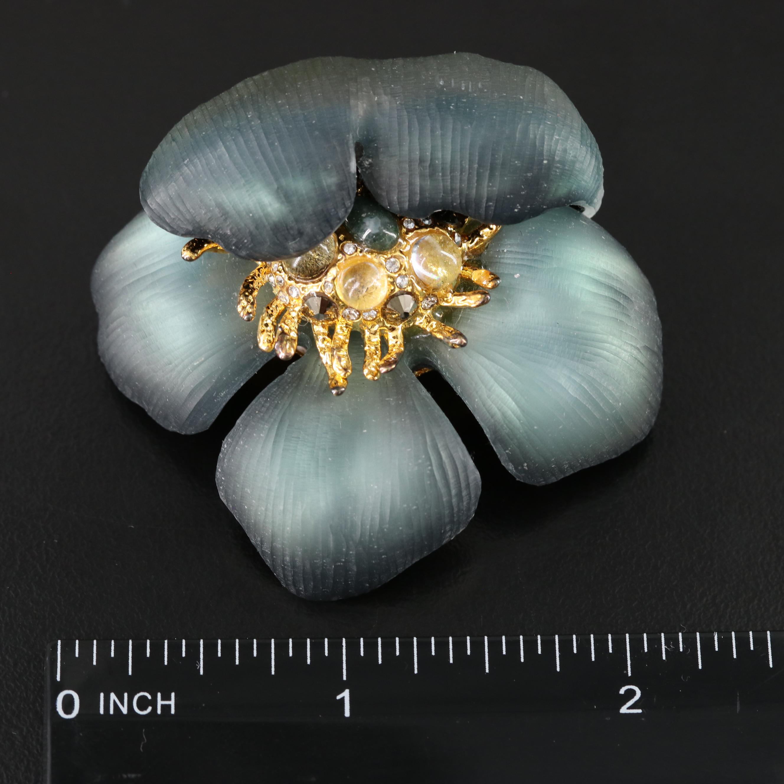 Salvatore Ferragamo Stick Pin and Alexis Bittar Brooch with Swarovski Cuff