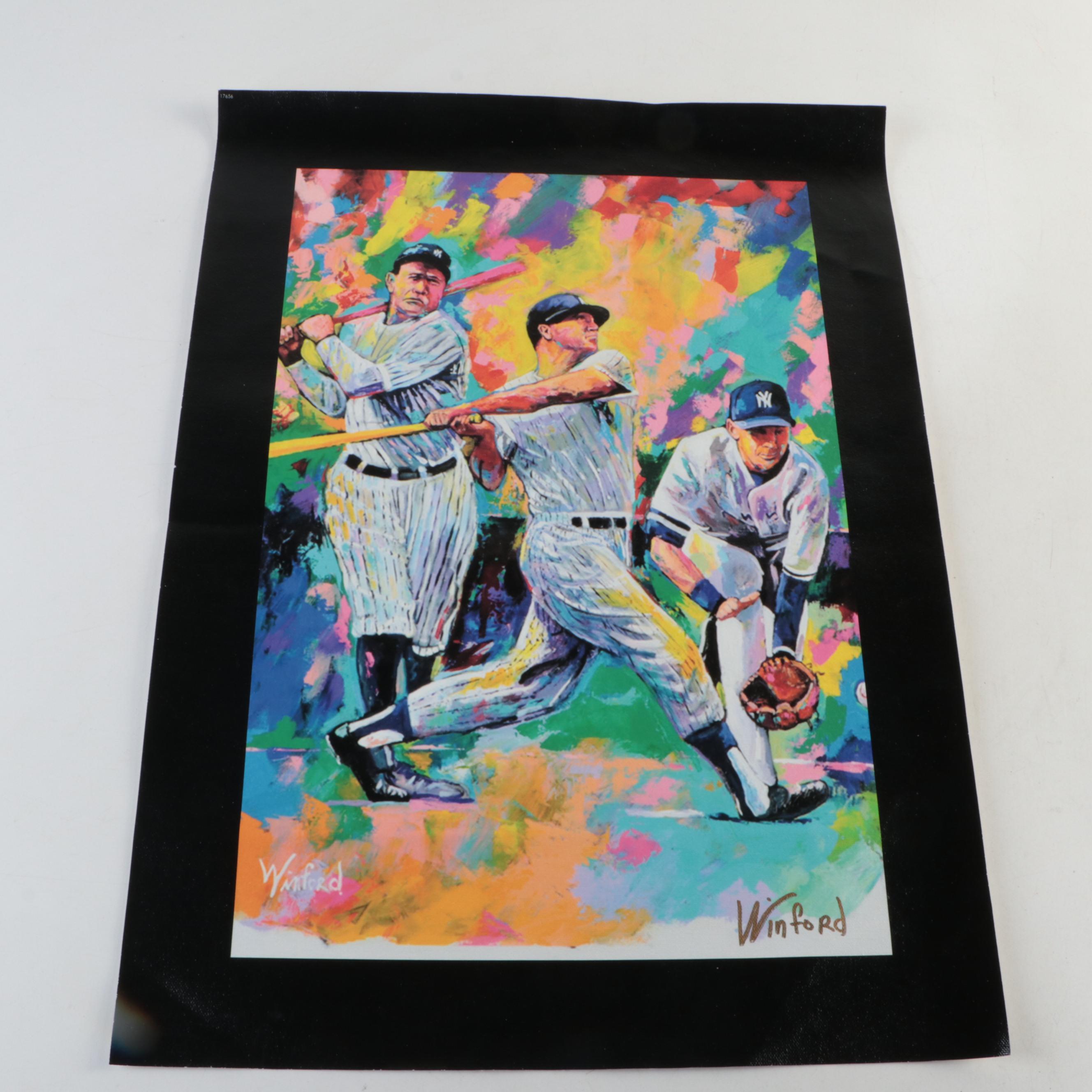 Whitey Ford Signed New York Yankees Plate and Winford Galmon Signed Print, More