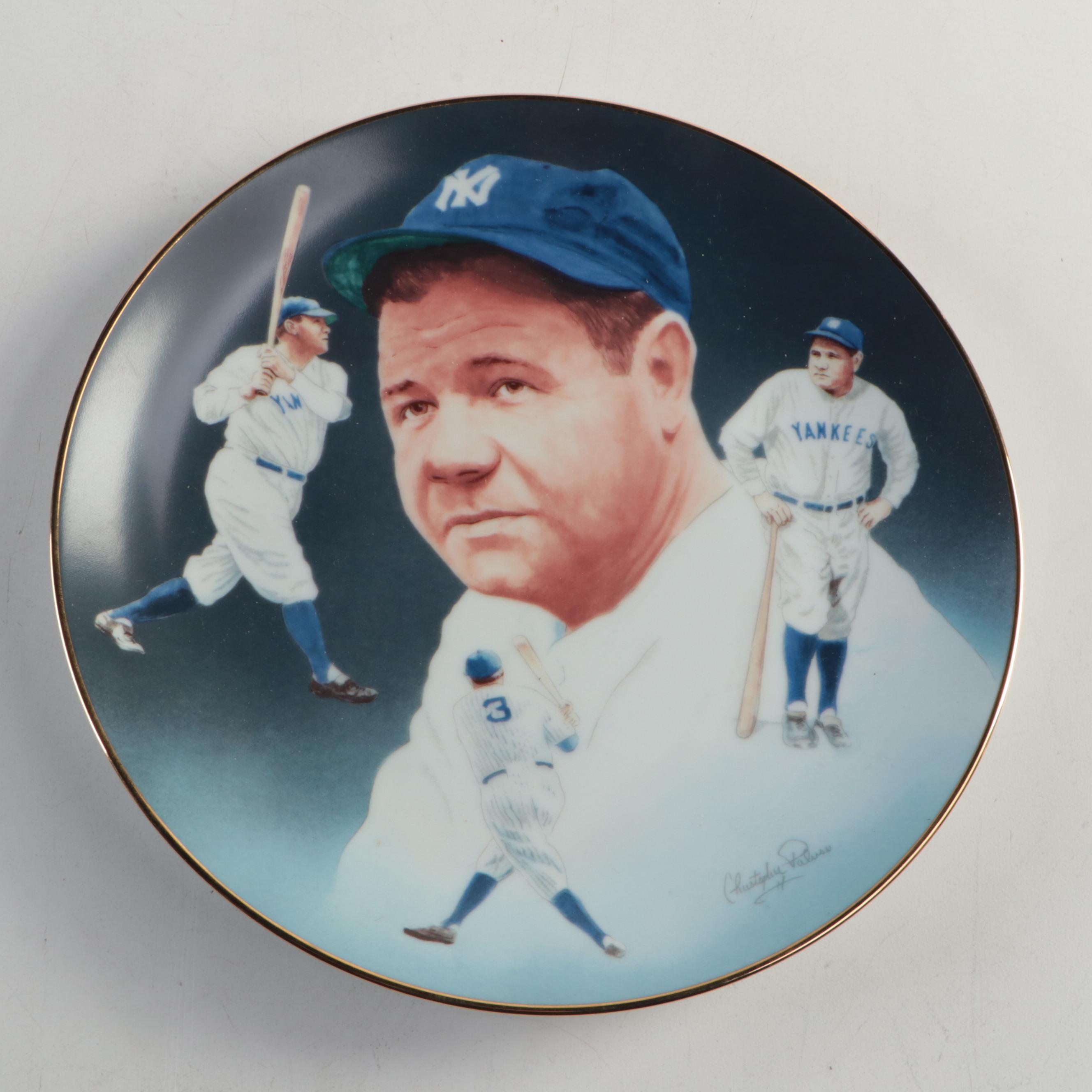 Whitey Ford Signed New York Yankees Plate and Winford Galmon Signed Print, More