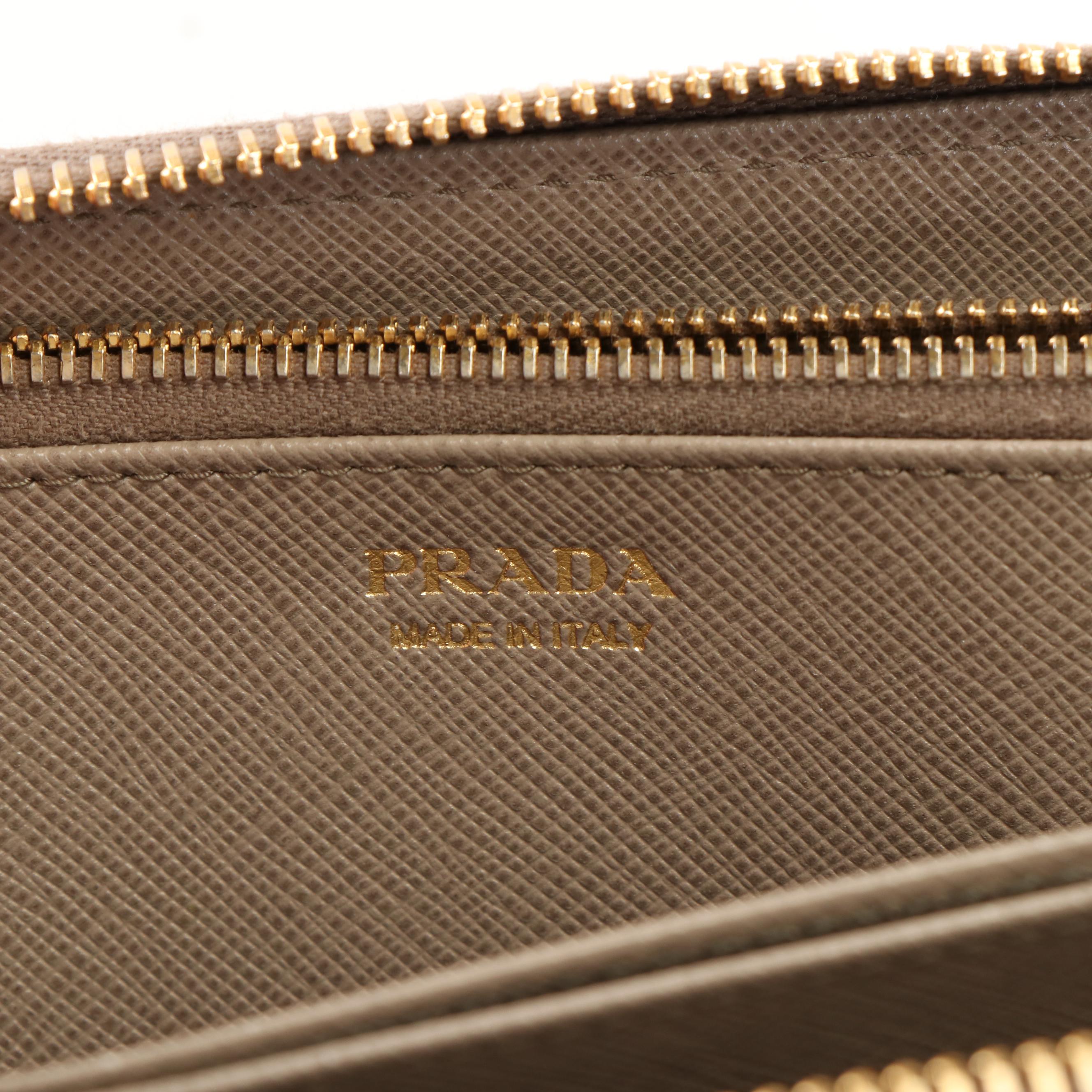 Prada Bow Zip Around Long Wallet in Saffiano Leather