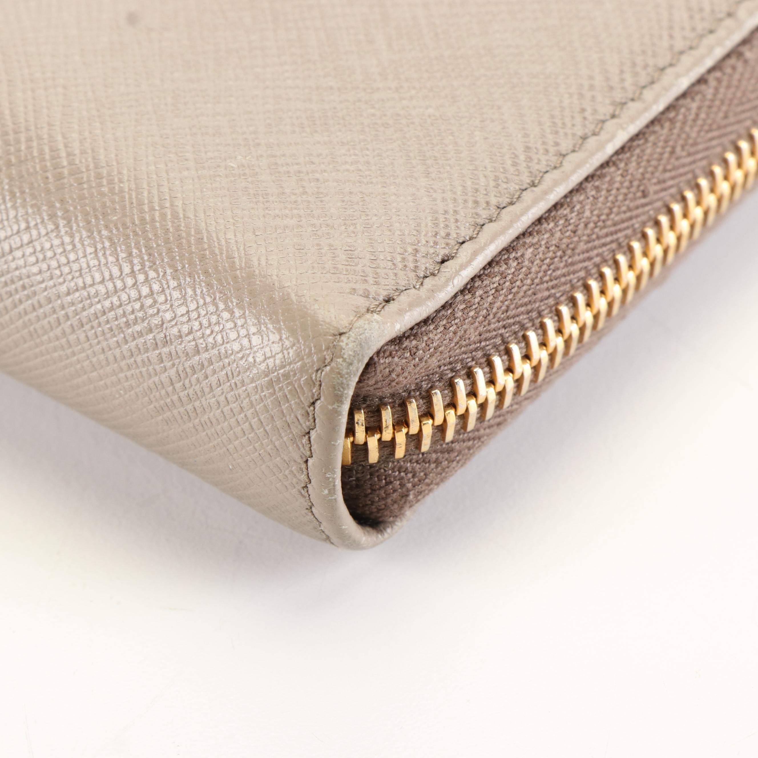 Prada Bow Zip Around Long Wallet in Saffiano Leather