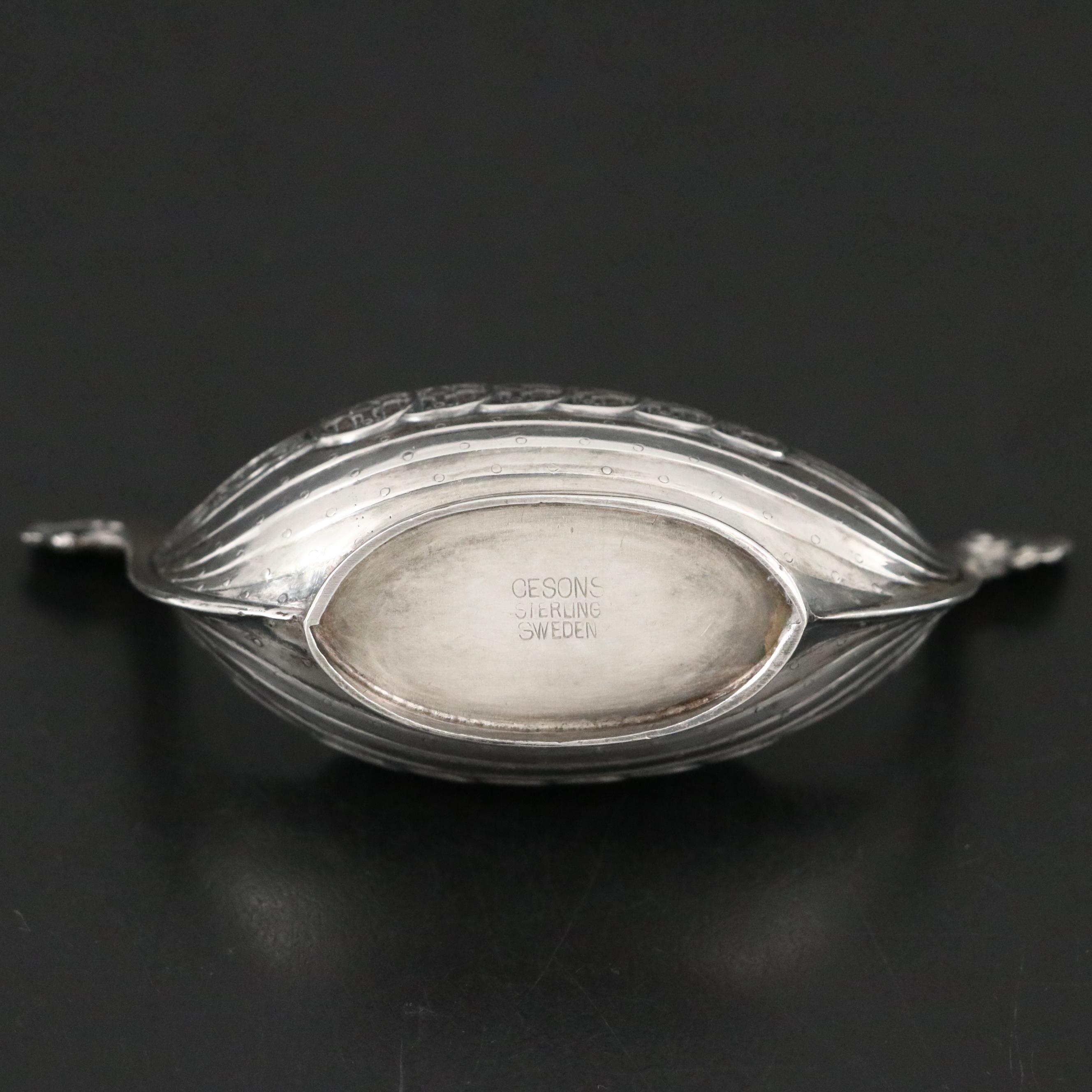 Swedish Sterling Silver Viking Ship Salt Cellar