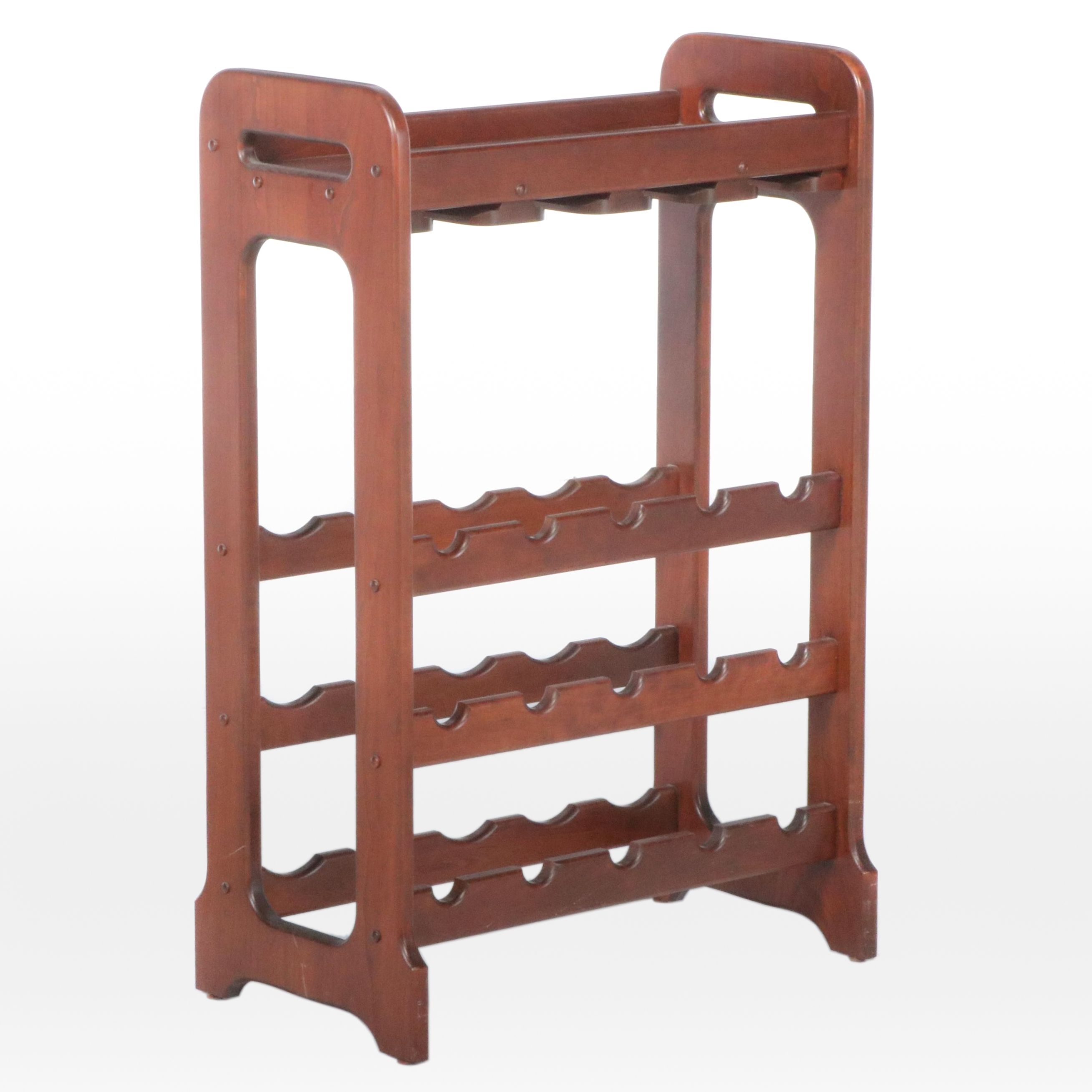 Modernist Style Cherrywood Fifteen-Bottle Wine Rack
