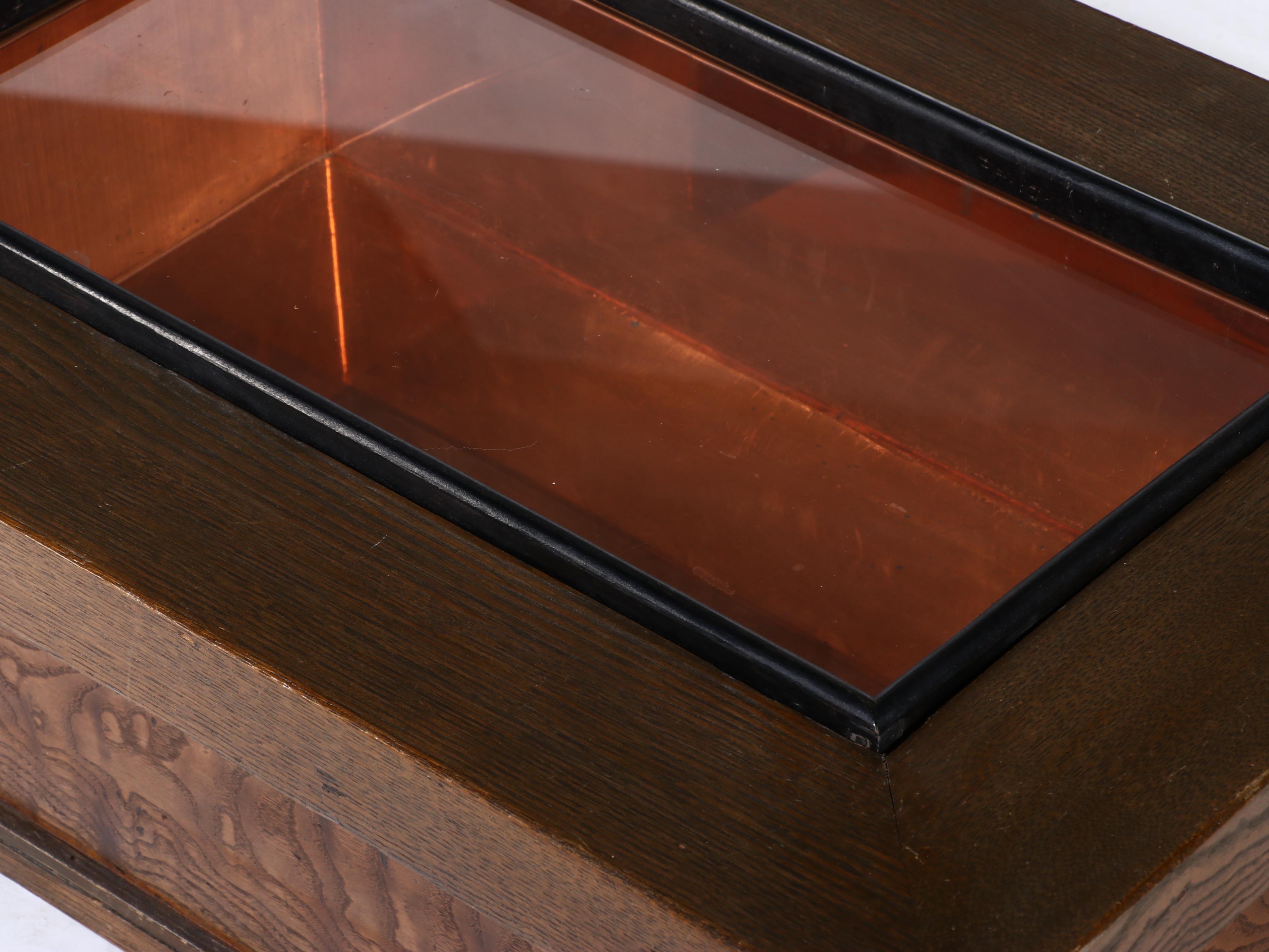 Japanese Copper-Lined Wood Hibachi Table
