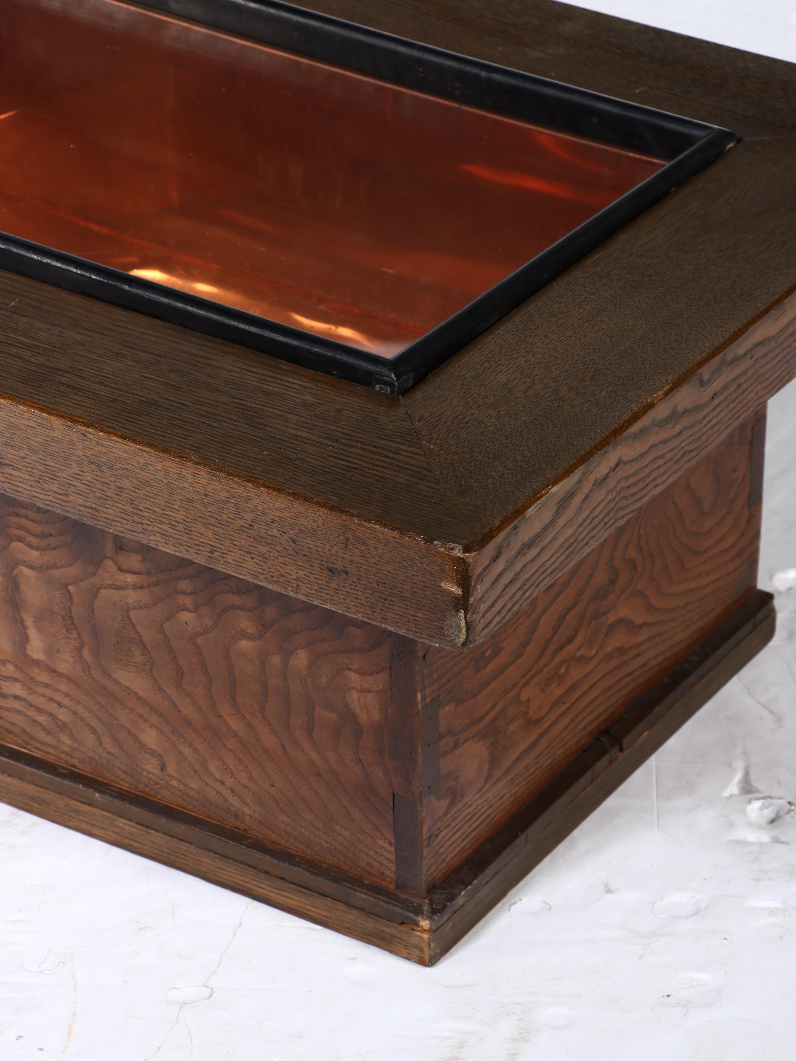 Japanese Copper-Lined Wood Hibachi Table