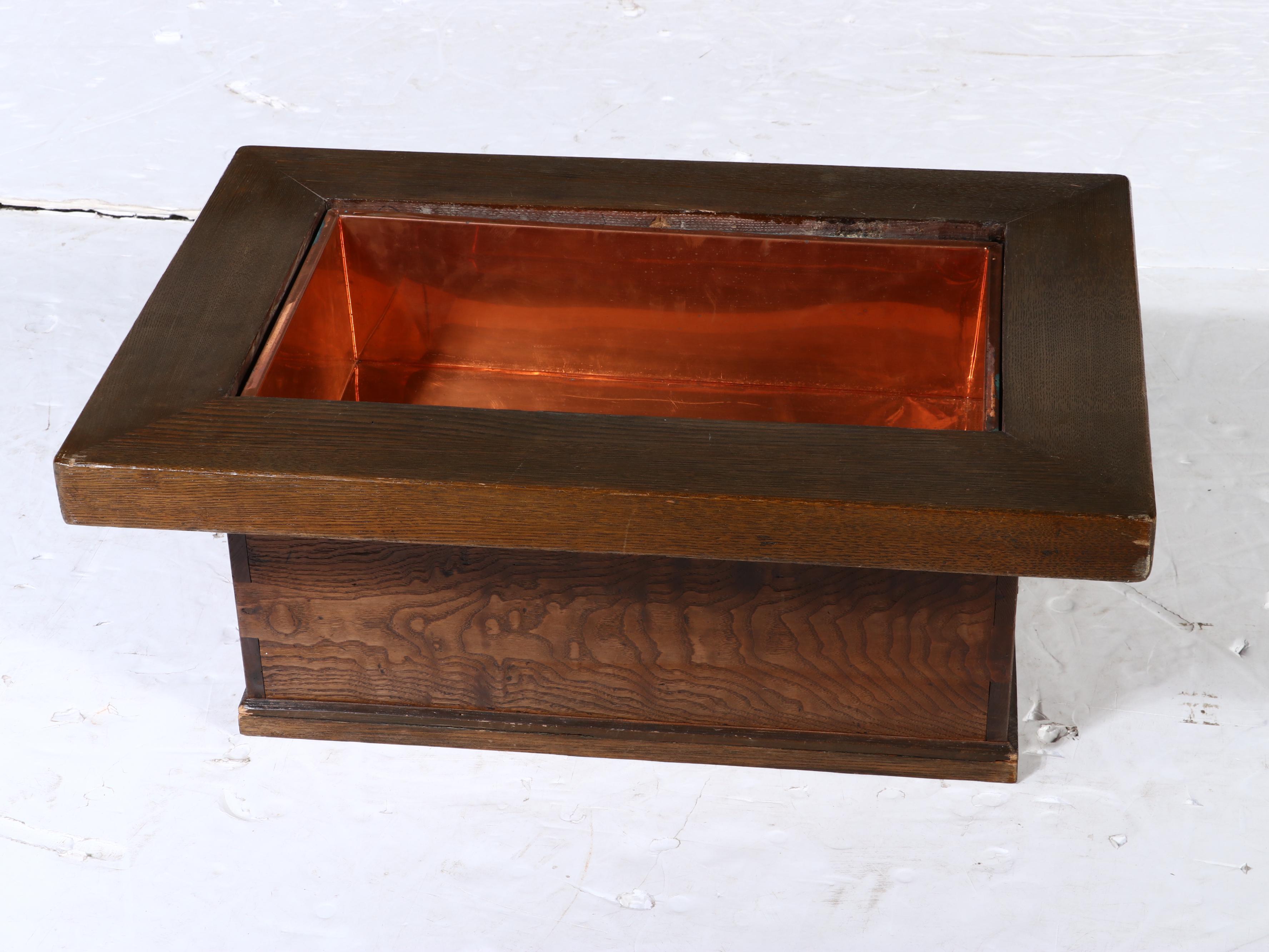Japanese Copper-Lined Wood Hibachi Table