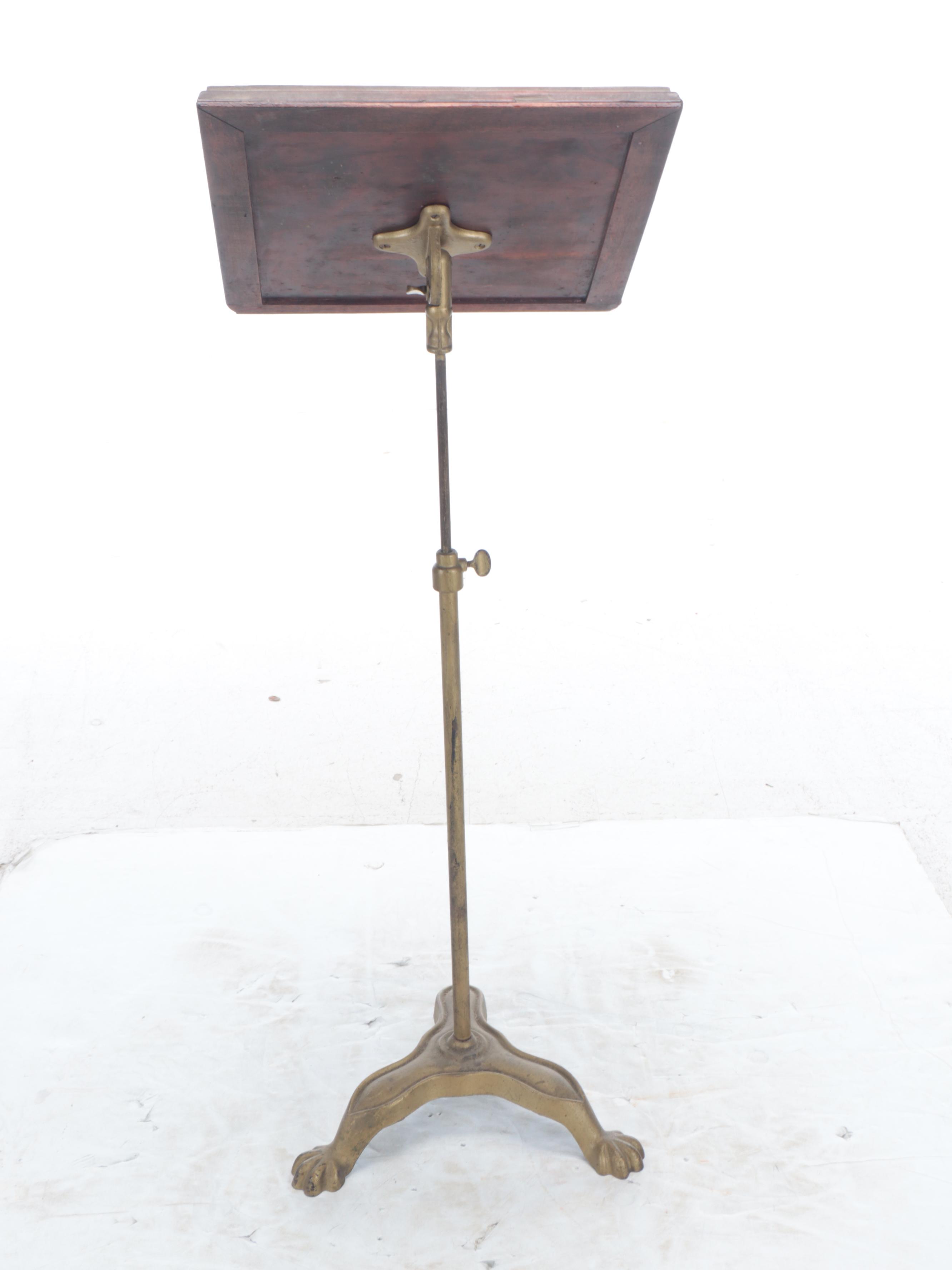 Mahogany and Cast Metal Claw Foot Sheet Music Stand